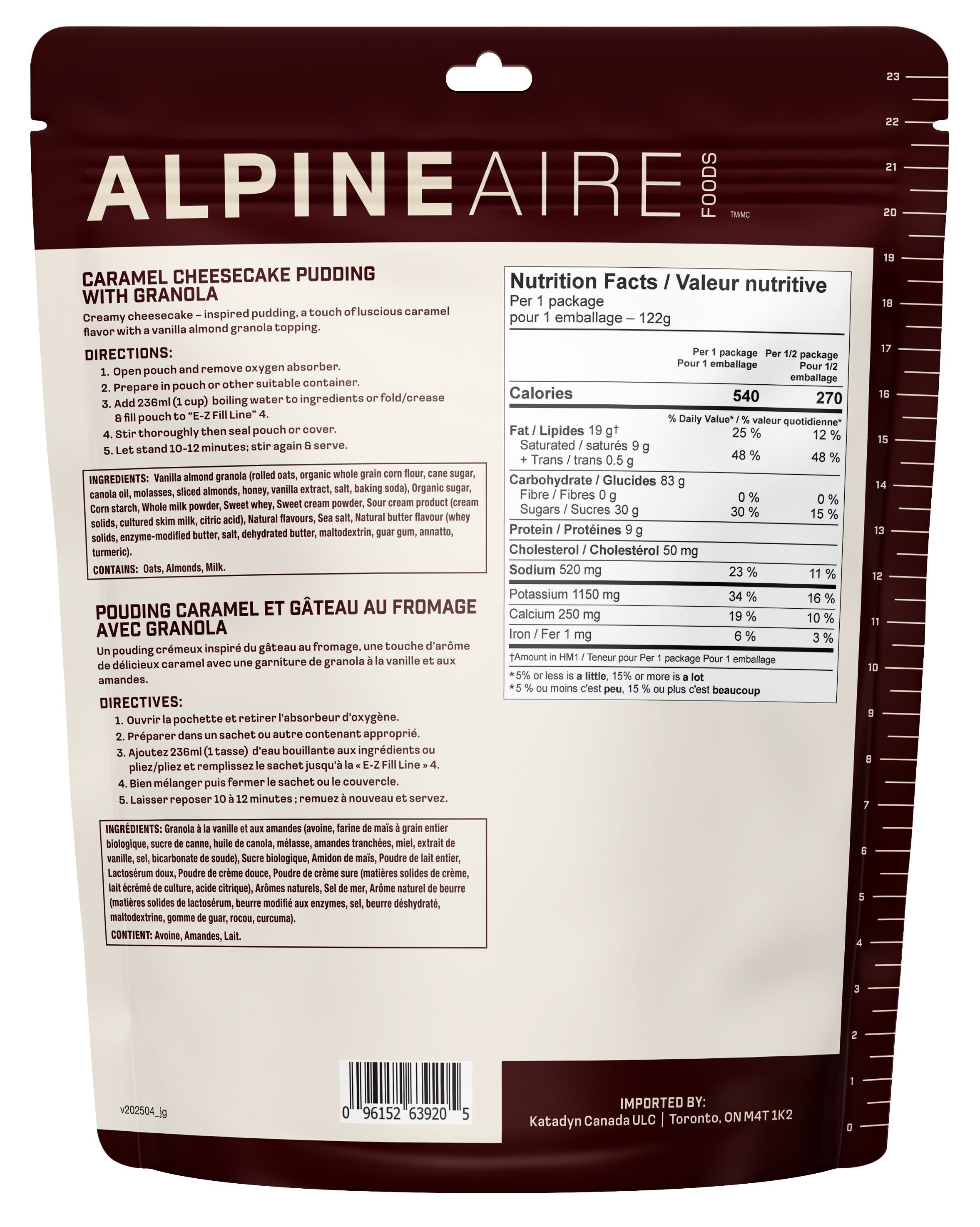 AlpineAire Caramel Cheesecake Pudding with Granola - High Protein Dessert Mix for Camping, Hiking & Emergency Food Storage