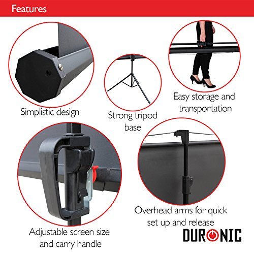 Duronic TPS86/43 86-Inch Portable Tripod Projector Screen - 4:3 Aspect Ratio for Home Theater, Office Presentations & School Classrooms | Includes Sturdy Stand for Indoor/Outdoor Movie Nights