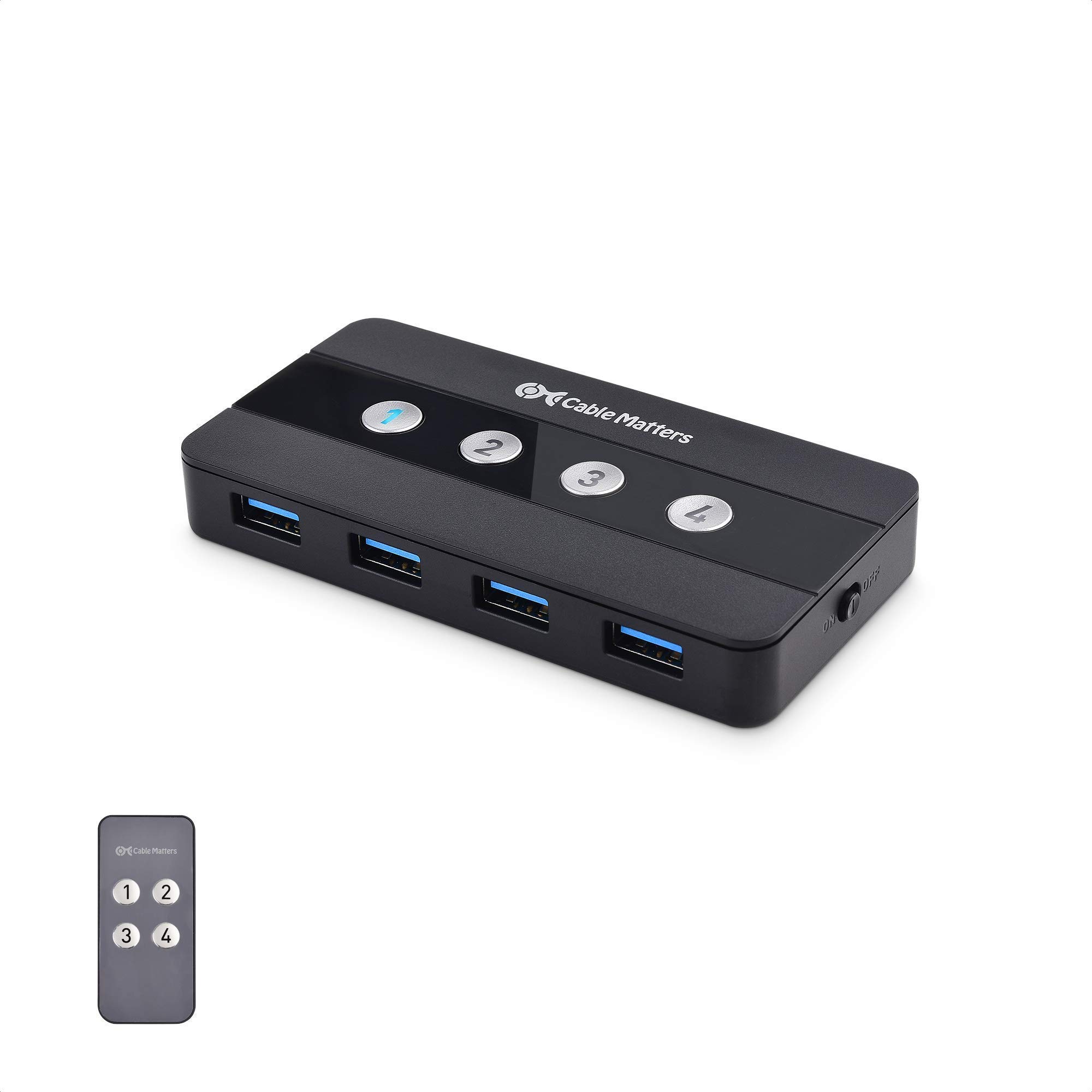 Cable Matters 4-Port USB 3.0 KVM Switch Kit with HDMI Adapter - Share Keyboard, Mouse & Monitor Between 4 Computers | Perfect for Home Office, Gaming & Multi-Device Workspaces