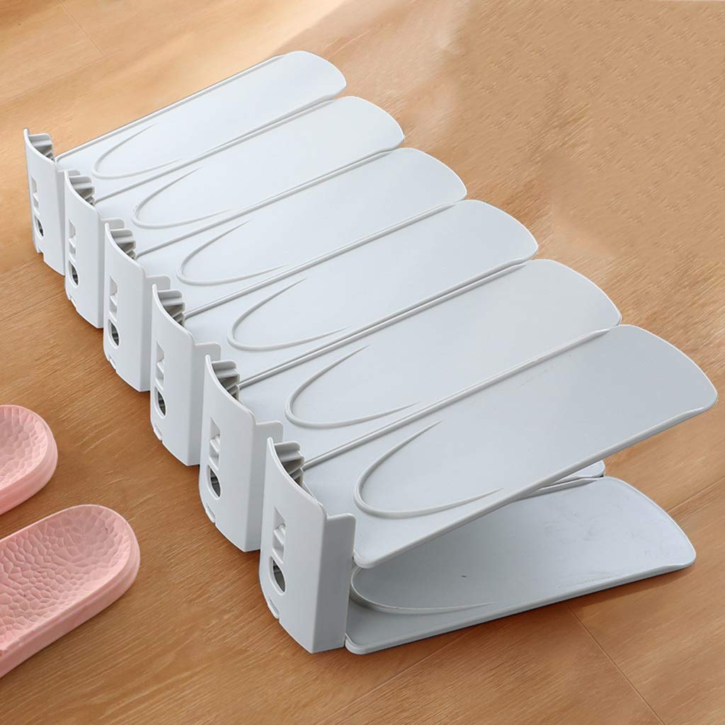 6PCS Adjustable Double Layer Shoe Rack Organizer - Space Saving Shoe Storage for Closet, Under Bed & Entryway - Stackable Shoe Holder (Gray) - Perfect for Small Spaces & Shoe Organization