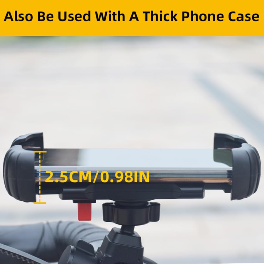 Universal Bike & Motorcycle Phone Mount - Adjustable Handlebar Phone Holder for iPhone 11/12/13/14 & Android Phones 4.7