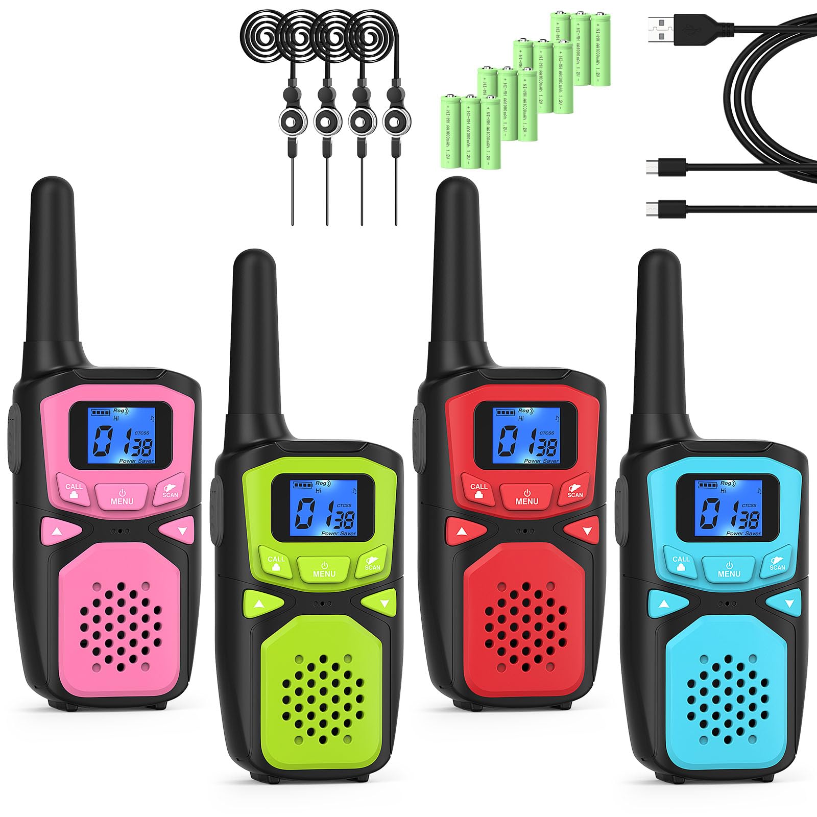 **Rechargeable Walkie Talkies for Kids & Adults - 2-Way Long Distance Radio with 4 Packs, Perfect for Outdoor Camping, Games & Birthday Gifts (Ages 3-5 & 8-12) - Ideal for Family Adventures, Hiking & Team Activities**