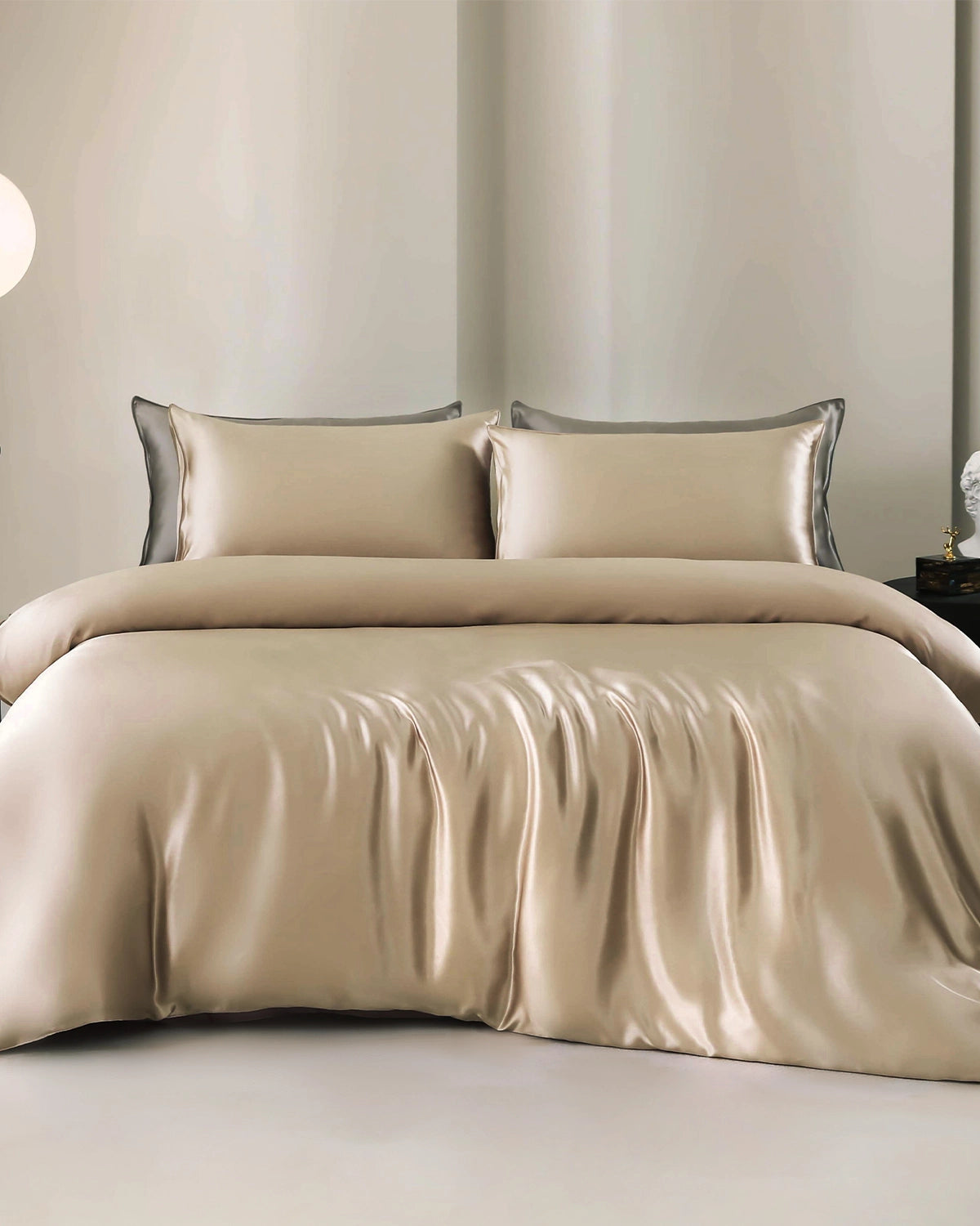 Luxury 19 Momme 4-Piece Silk Duvet Cover Set with Flat Sheet - 100% Mulberry Silk Bedding for Ultimate Comfort & Temperature Regulation | Perfect for Master Bedroom, Guest Room & Hotel Luxury Linens