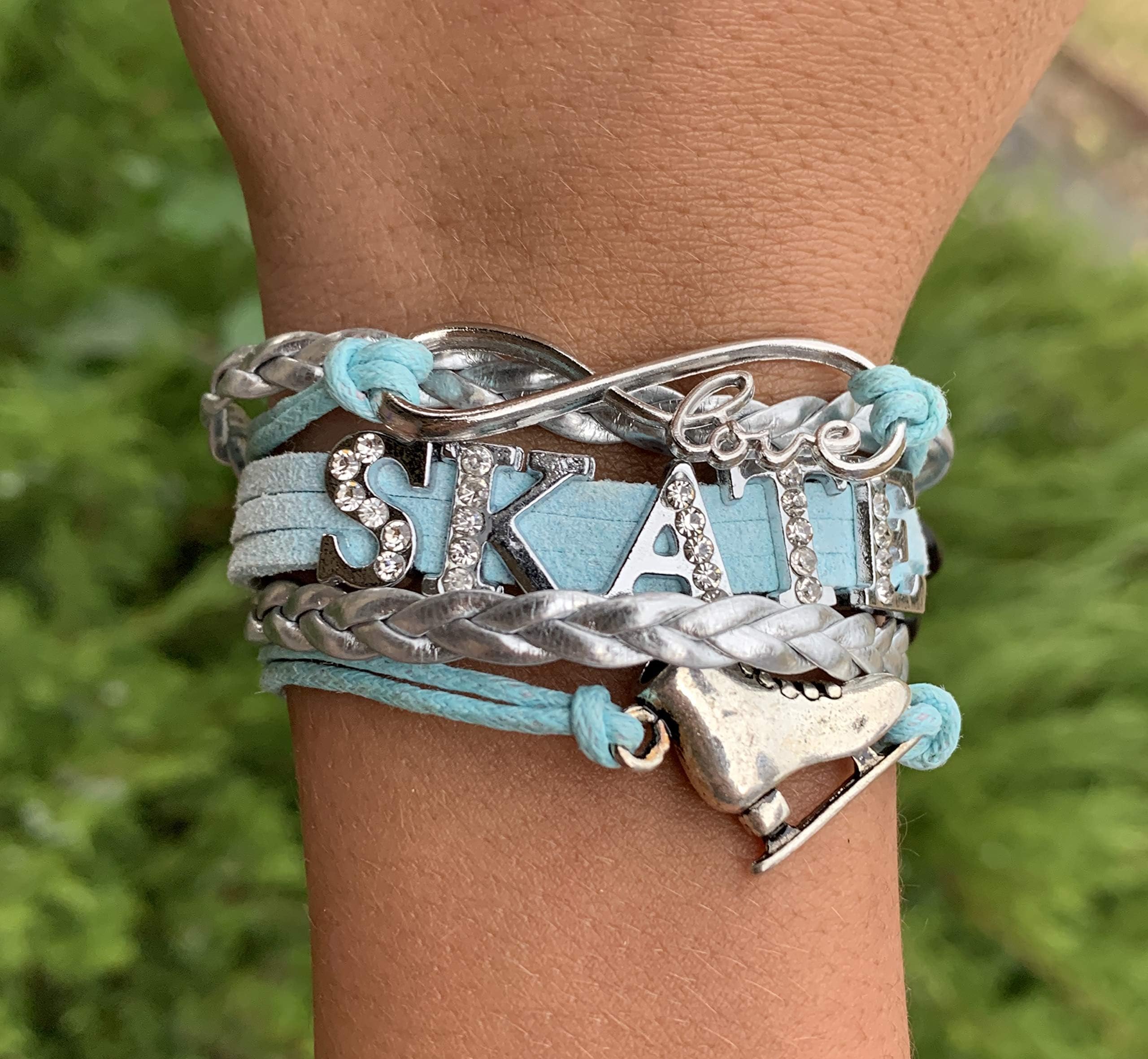 Infinity Figure Skating Bracelet with Ice Skate Charm - Elegant Jewelry Gift for Women, Girls - Perfect for Ice Skating Competitions, Birthday Presents & Special Occasions