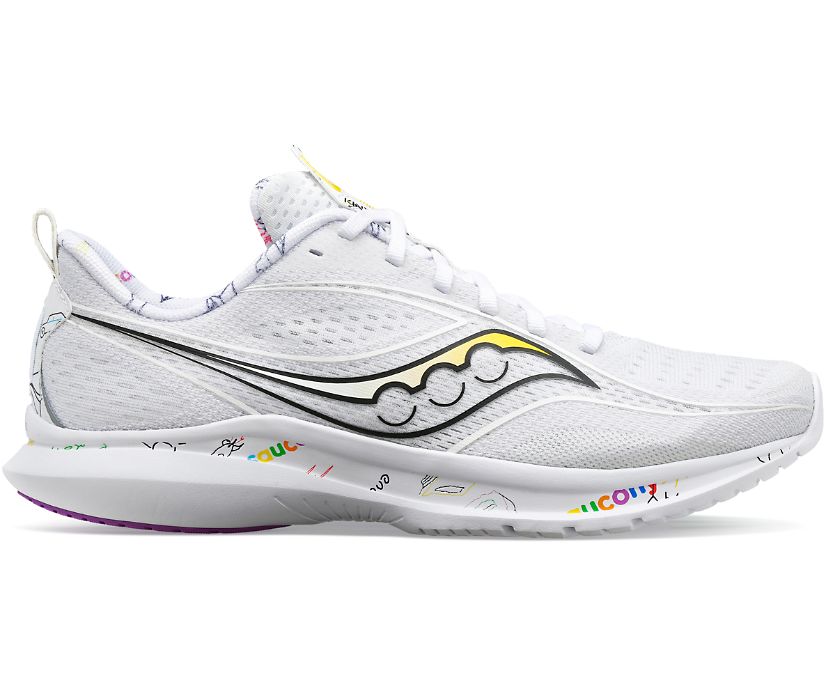 Saucony Kinvara 13 Running Shoes for Men & Women - Lightweight & Breathable White/Multi Color - Perfect for Road Running, Jogging & Gym Workouts