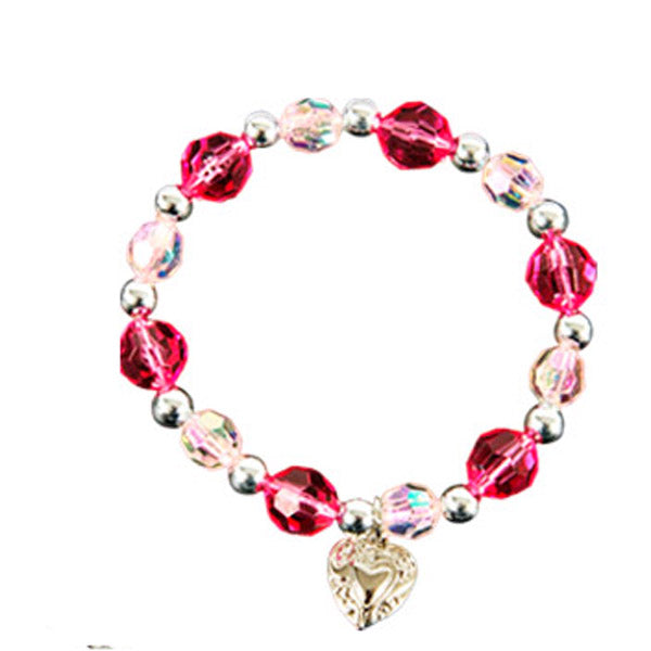 Elegant Pink Faceted Beaded Bracelet with 3 Silver Cross Charms - Perfect for Women's Fashion Jewelry, Gift Giving & Everyday Wear