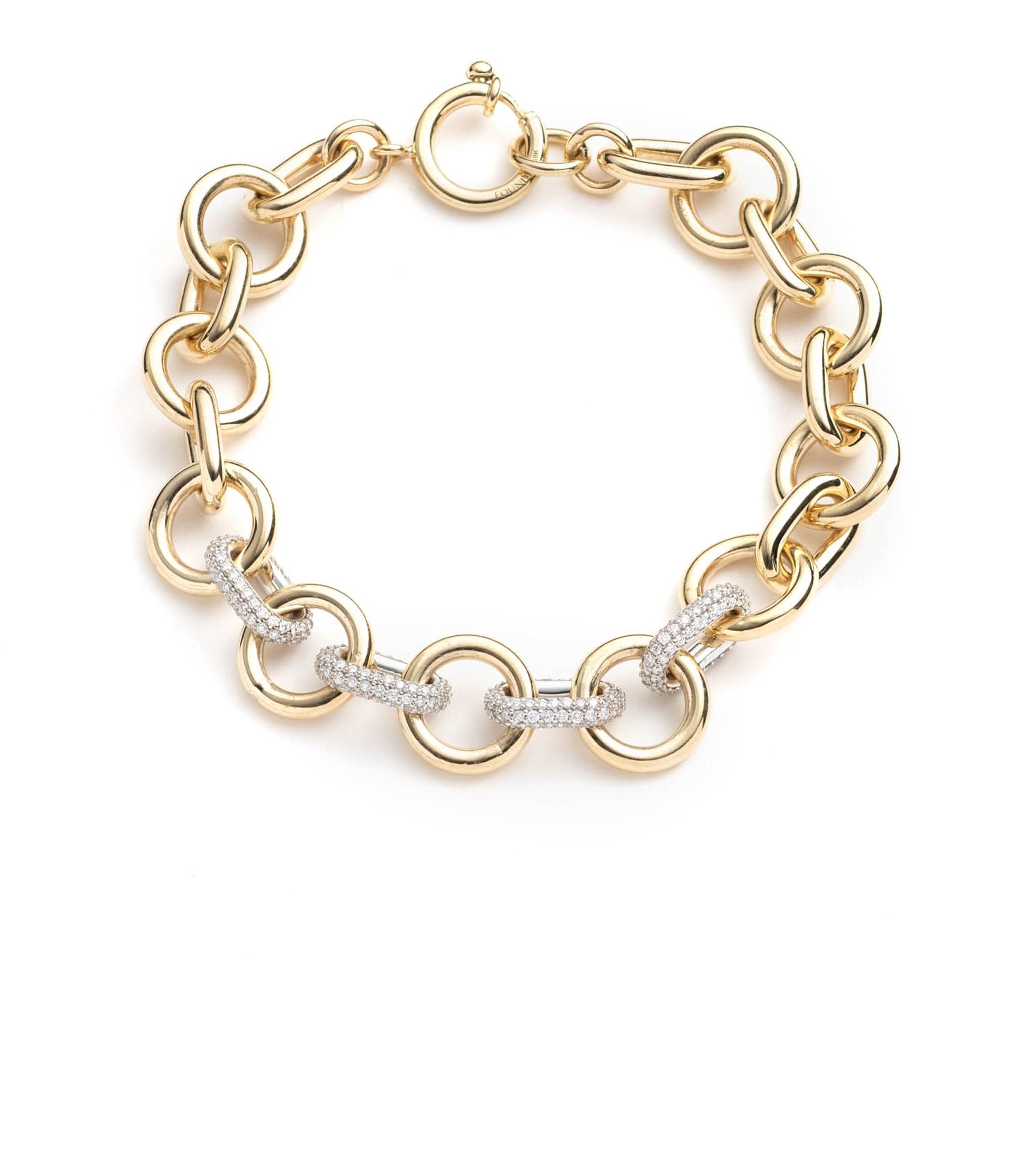 Stylish Oversized Pave Mixed Link Bracelet for Women - Elegant Fashion Jewelry Gift for Birthday, Anniversary & Special Occasions