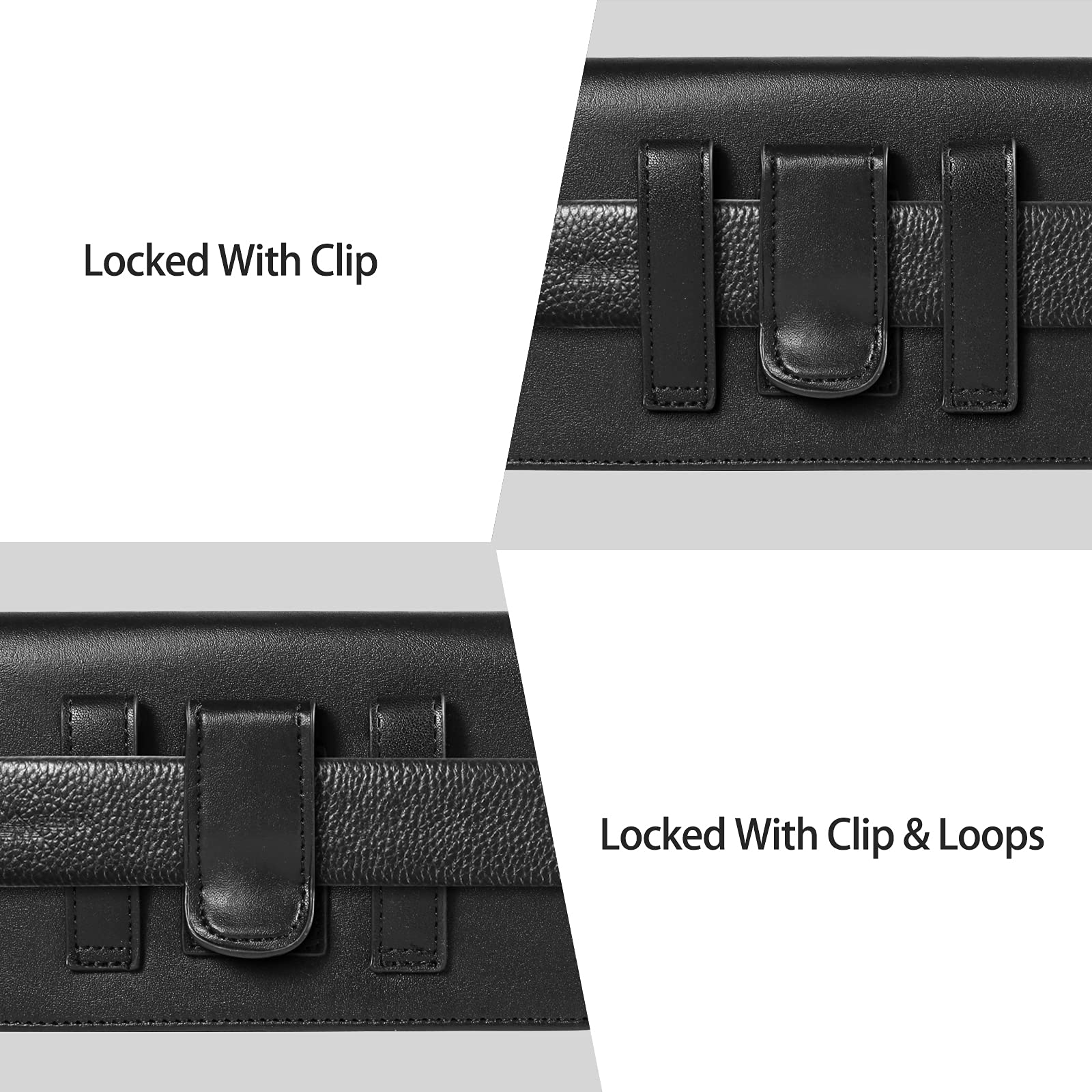 Premium PU Leather Cell Phone Holster with Belt Clip - Compatible with iPhone 16 Pro Max/Plus, Galaxy S24+/S24 FE/S23 FE, Note 20, A55/A35/A25/A15, OnePlus Open/9/Nord 4, Motorola Edge, Pixel 9 Pro/8a (Large) - Secure Carry for Work, Travel & Outdoor Activities