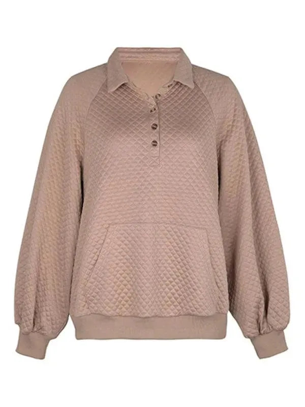 Women's Solid Color Front Pocket Sweatshirt - Cozy Pullover for Casual Wear, Lounge & Outdoor Activities