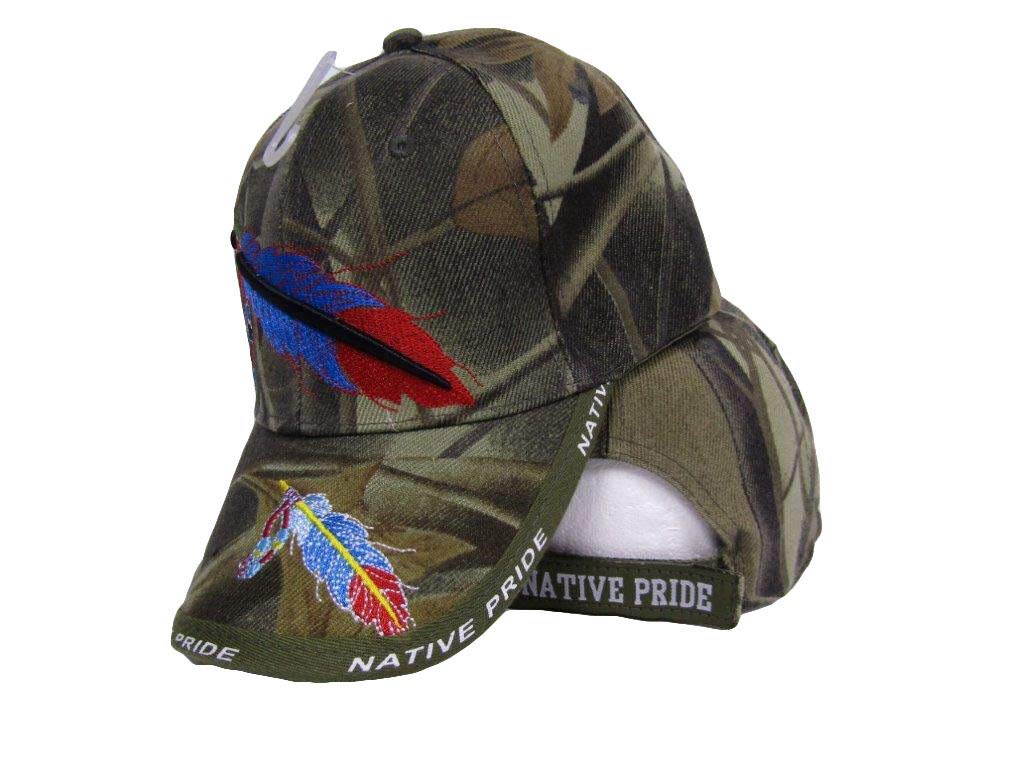 Native American Feather & Beads Ball Cap - Indian Pride Shadow Camo Hat for Men & Women - Perfect for Powwows, Festivals & Cultural Events