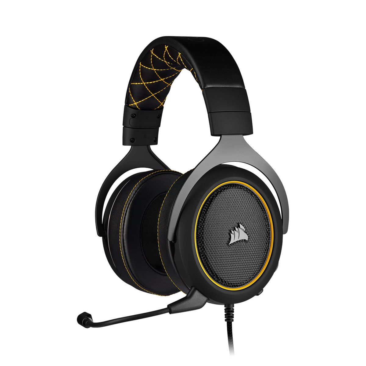 Corsair HS60 Pro Surround Sound Gaming Headset - 7.1 Virtual Surround, Memory Foam Ear Cushions, Noise Isolation - Yellow | Perfect for PC, PS4, Xbox Gaming & Online Meetings