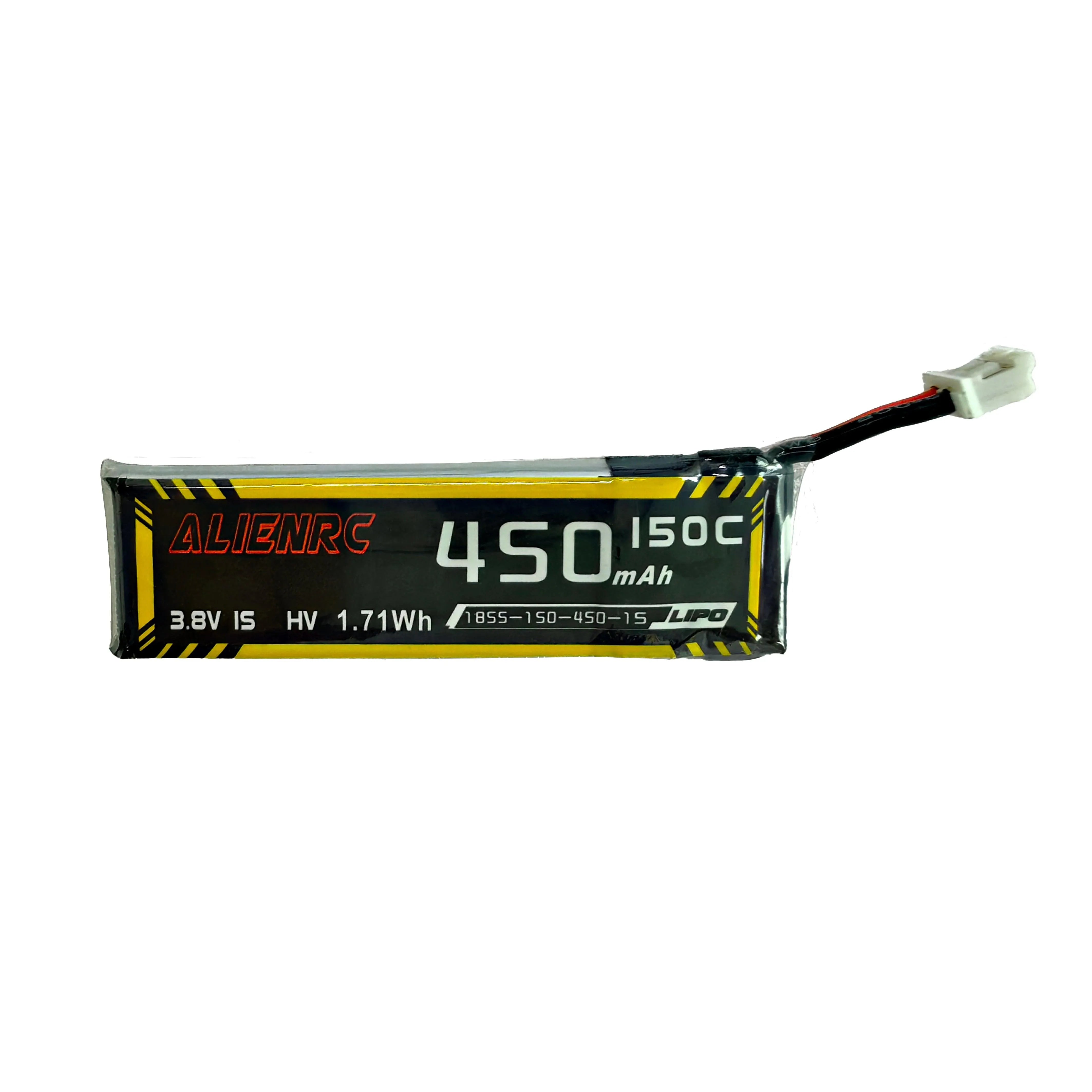 Alien 450mAh 1S 3.8V 150C High Performance LiPo Battery with PH2.0 Connector - 4 Pack for RC Drones, Quadcopters, and Mini Racing Cars