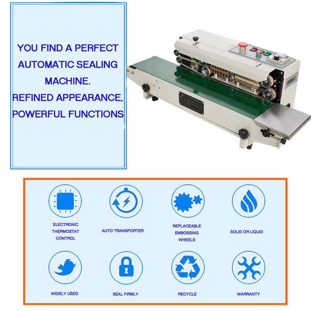 TECHTONGDA FR-770 Automatic Continuous Band Sealer Machine with Vertical Bracket - 110V Plastic/PVC Bag Sealing for Packaging | Ideal for Food, Retail & Industrial Use