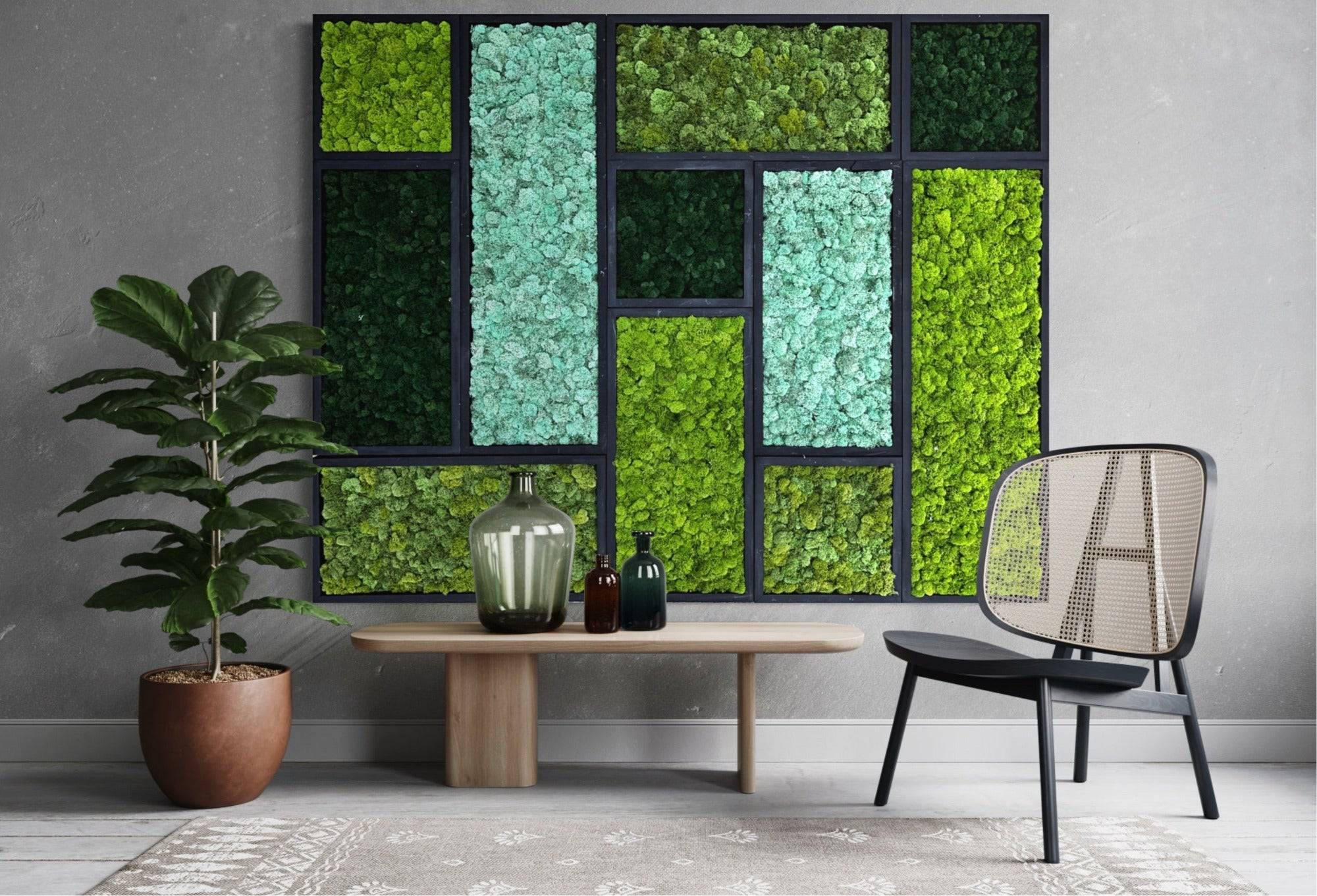 Natural Preserved Reindeer Moss Wall Art Decor - Eco-Friendly Home & Office Decoration for Living Room, Bedroom, or Wedding Backdrop