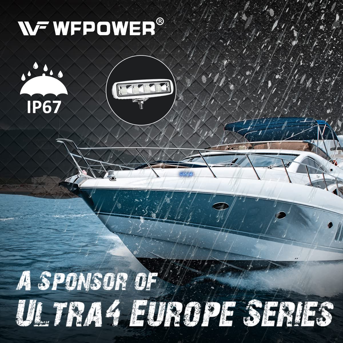 WFPOWER 2-Pack 72W Blue LED Boat Spreader Lights - Waterproof Marine Pontoon Lights for Night Fishing, Dock & Deck Lighting - 6.3 Inch T-Top Lights Compatible with 12V/24V Boats, SUVs & Trucks (Perfect for Nighttime Boating, Fishing & Waterfront Activities)