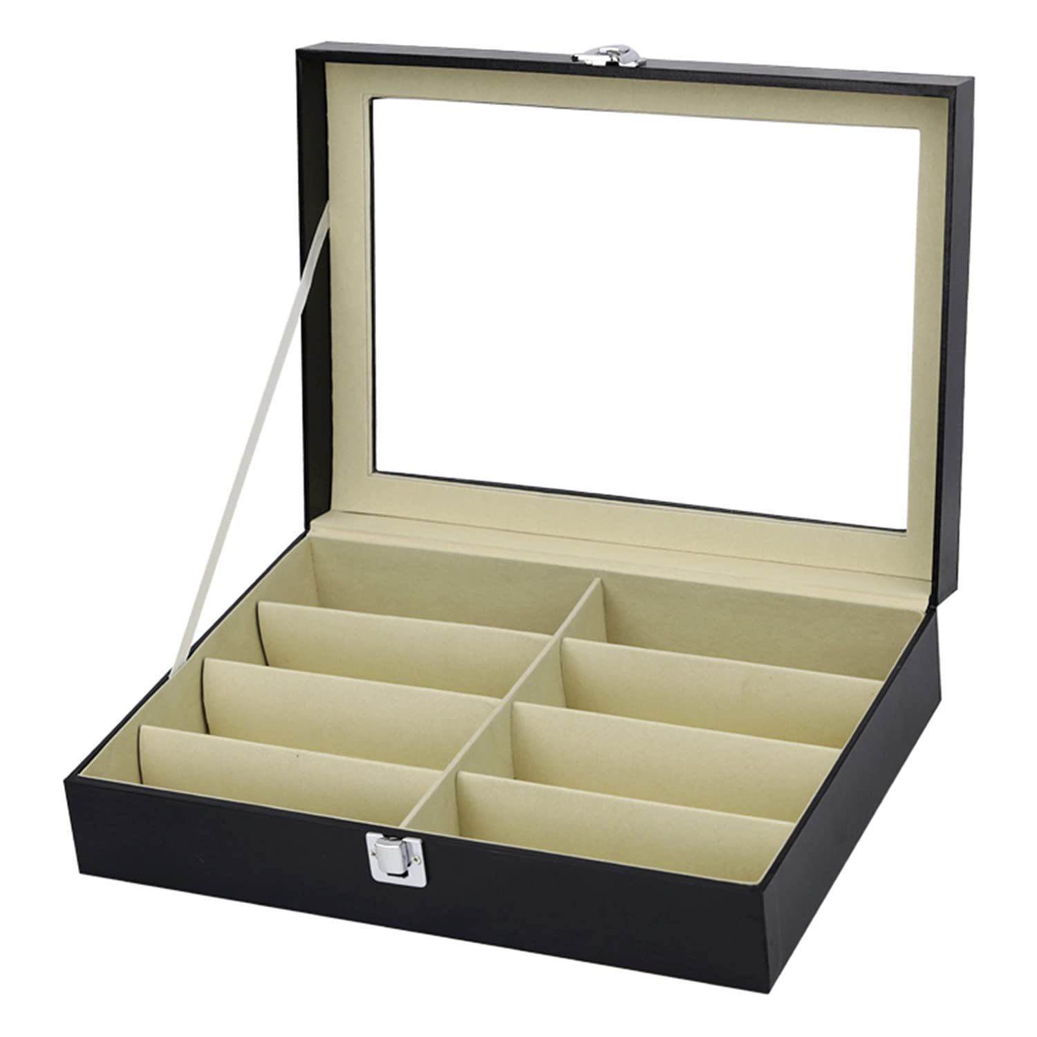 Premium Leather Sunglasses Organizer - 8 Slot Eyeglass Storage Box & Display Case for Men & Women | Perfect for Travel, Home, Office & Retail Store Display
