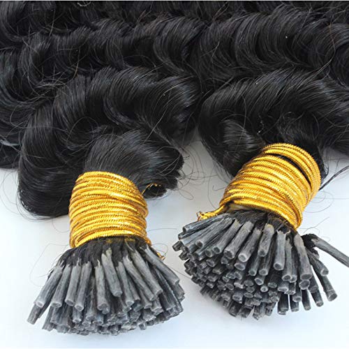 Brazilian Remy Human Hair Extensions 100g - Loose Deep Curly Micro Link I-Tip 1g/Strand Pre-Bonded Nano Hair (26 Inch, Color 1#) for Natural Volume & Styling | Perfect for Weddings, Parties & Daily Wear