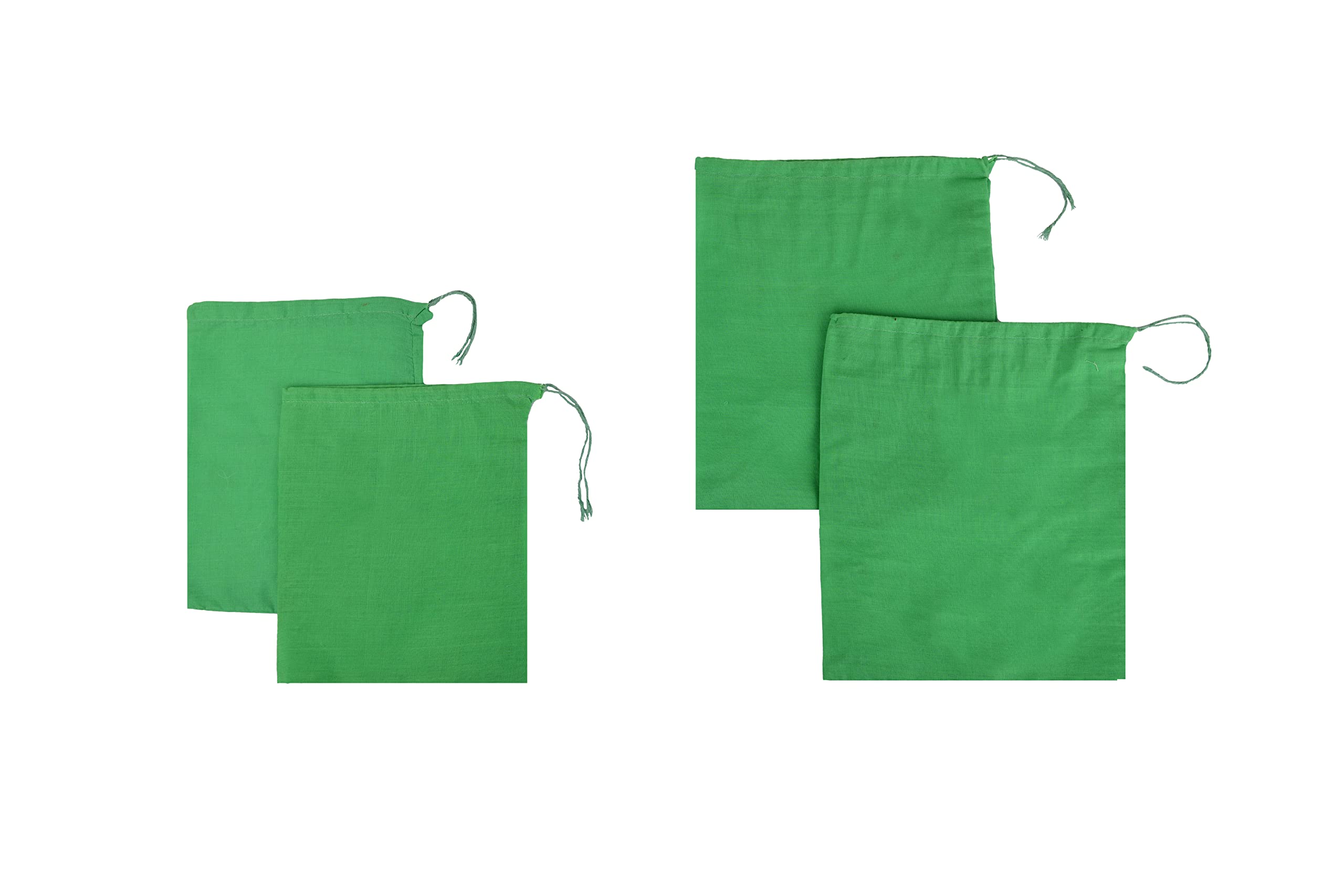 Eco-Friendly Green Cotton Christmas Drawstring Gift Bags (6x8 Inches, 25 Pack) - 145 GSM Reusable Storage for Kitchen, Grocery, Herbs & Holiday Treats | Perfect for Christmas Gifts, Party Favors & Sustainable Packaging