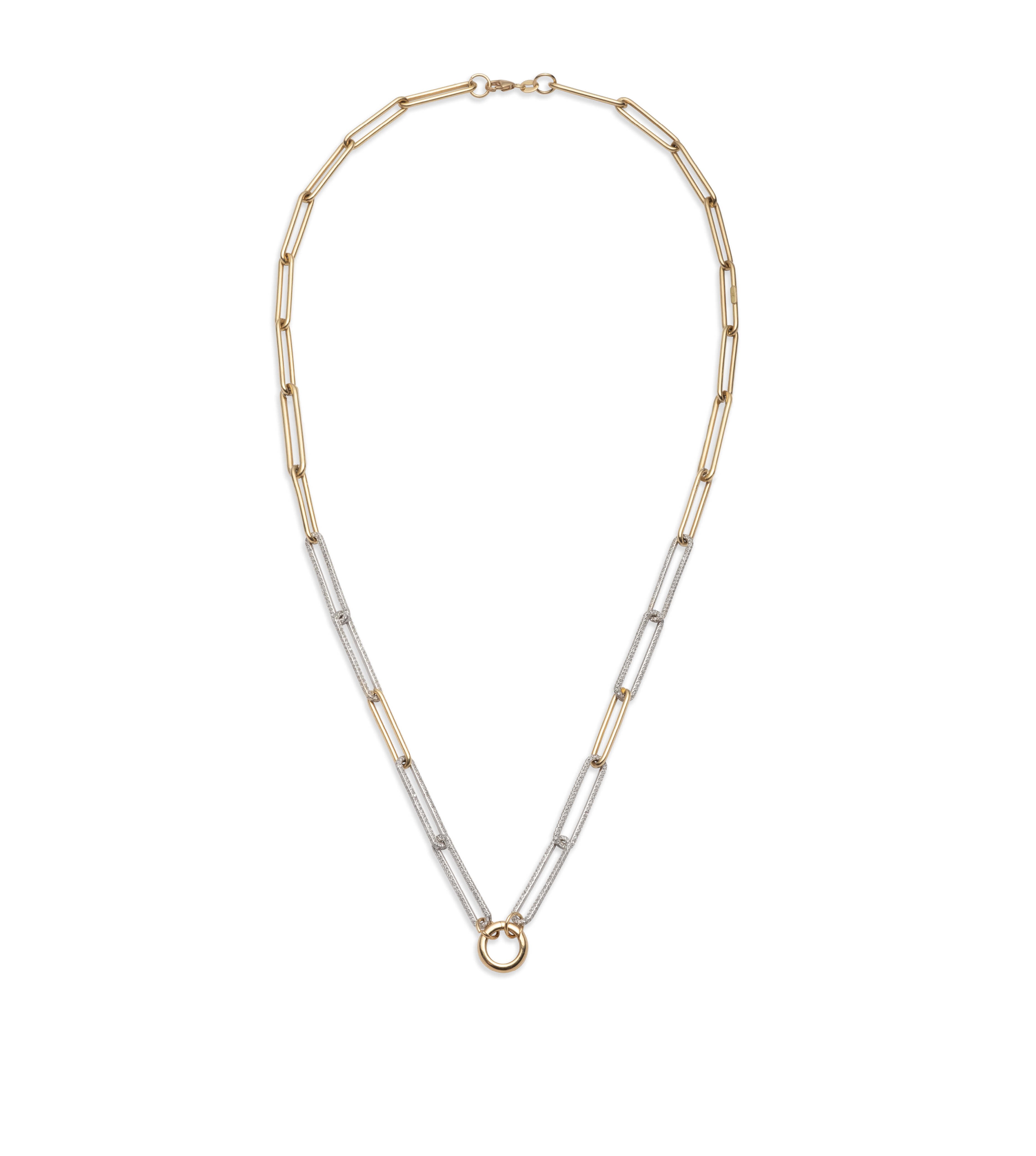 Diamond Link Open Chain with Chubby Annex Link - Elegant Gold/Silver Necklace for Women | Perfect for Parties, Weddings & Everyday Wear