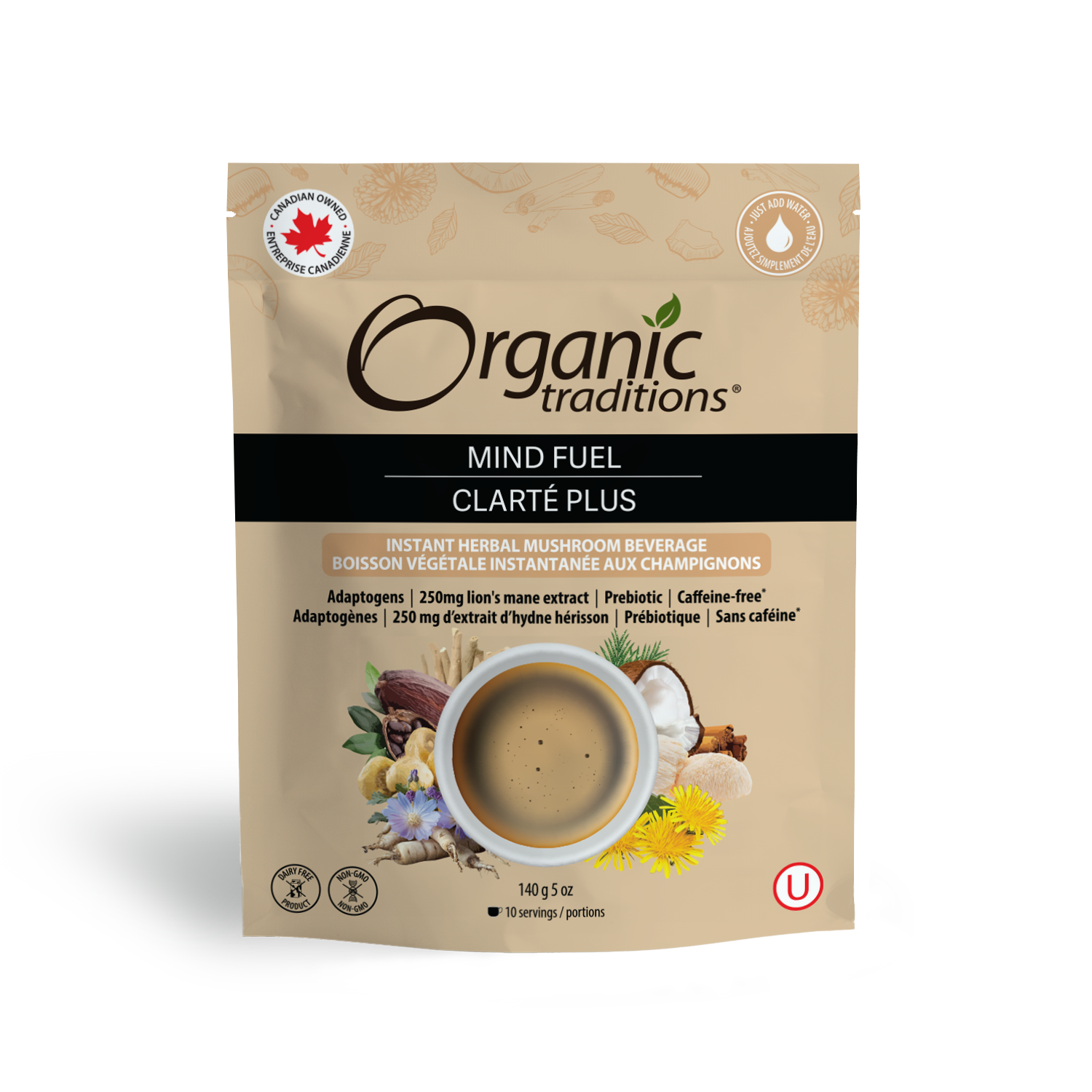 Mind Fuel Caffeine-Free Mushroom Coffee Alternative - Organic Herbal Coffee Replacement for Energy & Focus - Perfect for Morning Routine, Workouts & Healthy Lifestyle