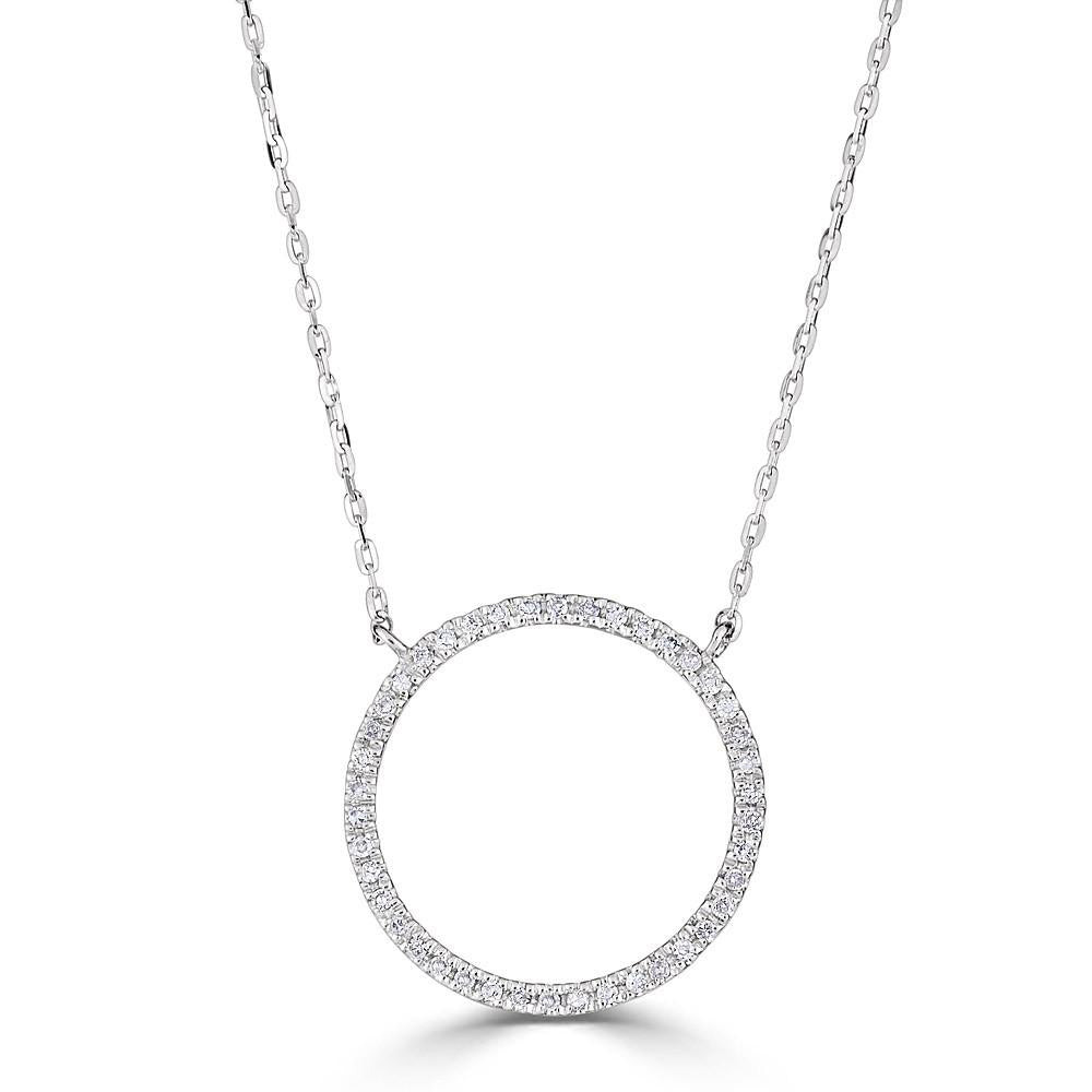 14K Gold 0.10 CTW Diamond Open Circle Necklace for Women - Dainty Minimalist Pendant Jewelry Gift for Anniversary, Birthday & Valentine's Day
