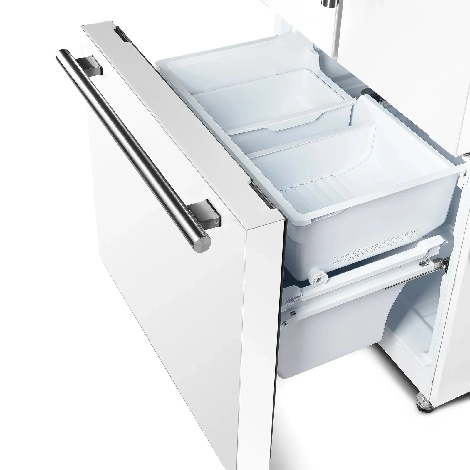 Forno Espresso Gallipoli 30-Door Refrigerator with Ice Maker - White Finish & Antique Brass Handles (Model FFFFD1974 31WHT) | Perfect for Kitchens, Restaurants, and Coffee Shops