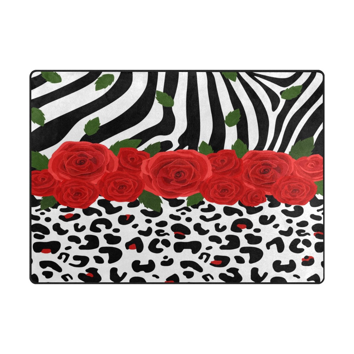 ALAZA Red Flower Animal Zebra Print Area Rug 5'3