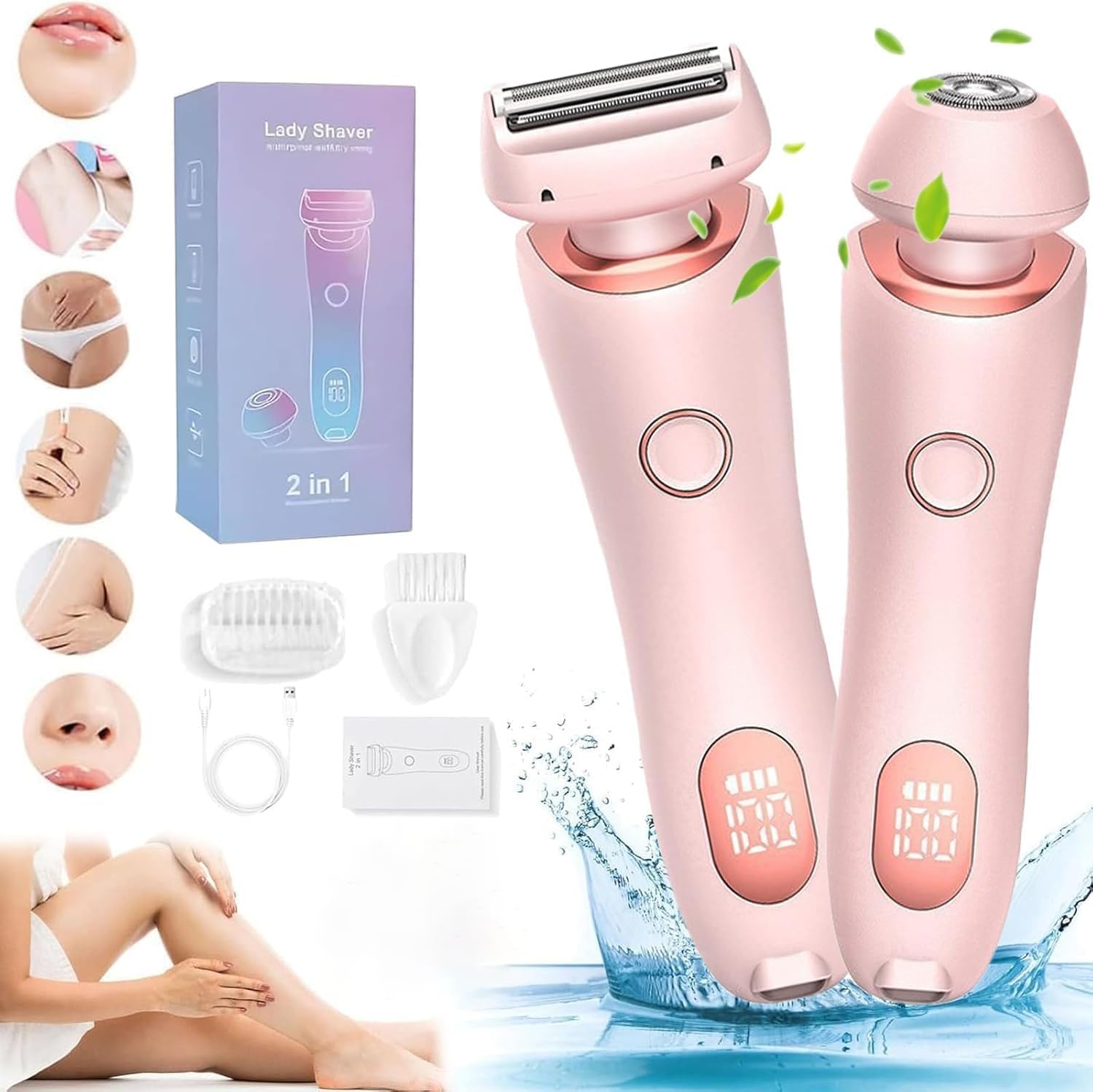 Dusk Official The Glide Pro 3.0 Waterproof Electric Razor for Women - 2-in-1 Wet & Dry Shaver with Floating Heads, Pink - Perfect for Travel, Gym & Sensitive Skin Shaving