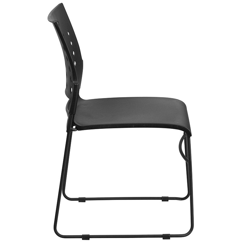 FLASH HERCULES Series 881 lb Capacity Black Sled Base Stackable Chair with Air Vent Back - Heavy Duty Folding Chairs for Events, Banquets, and Conference Rooms