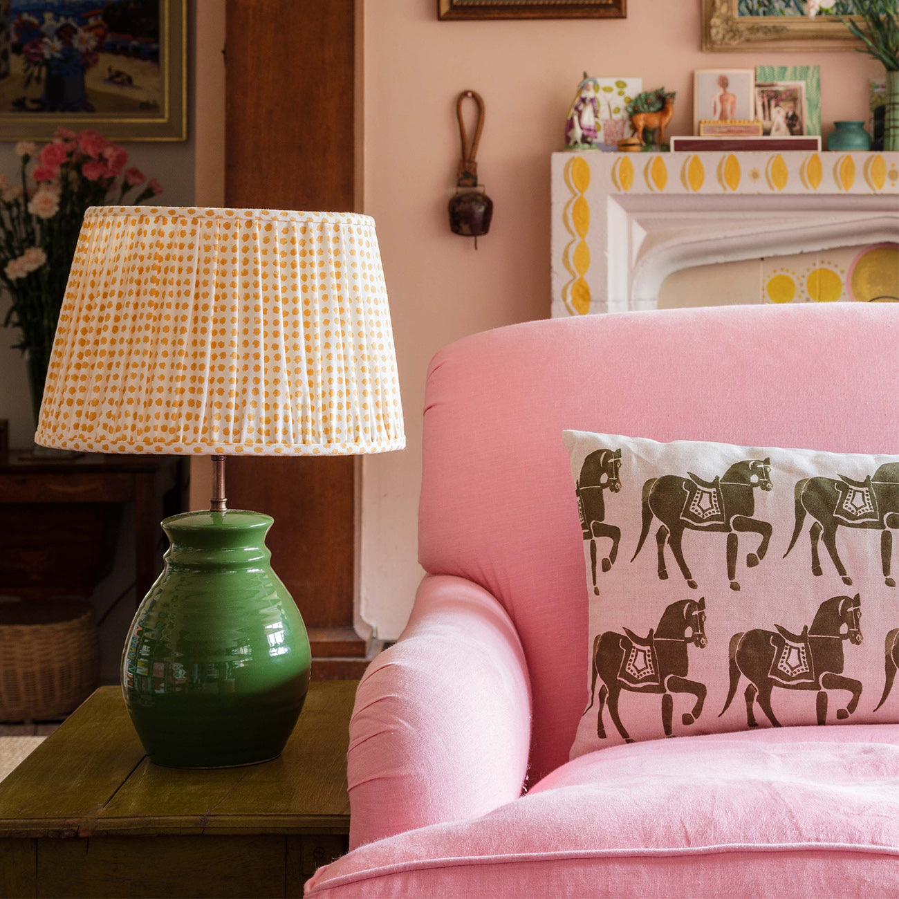 Mustard Yellow Pleated Lampshade - Large Size for Bedroom, Living Room & Office Lighting Decor