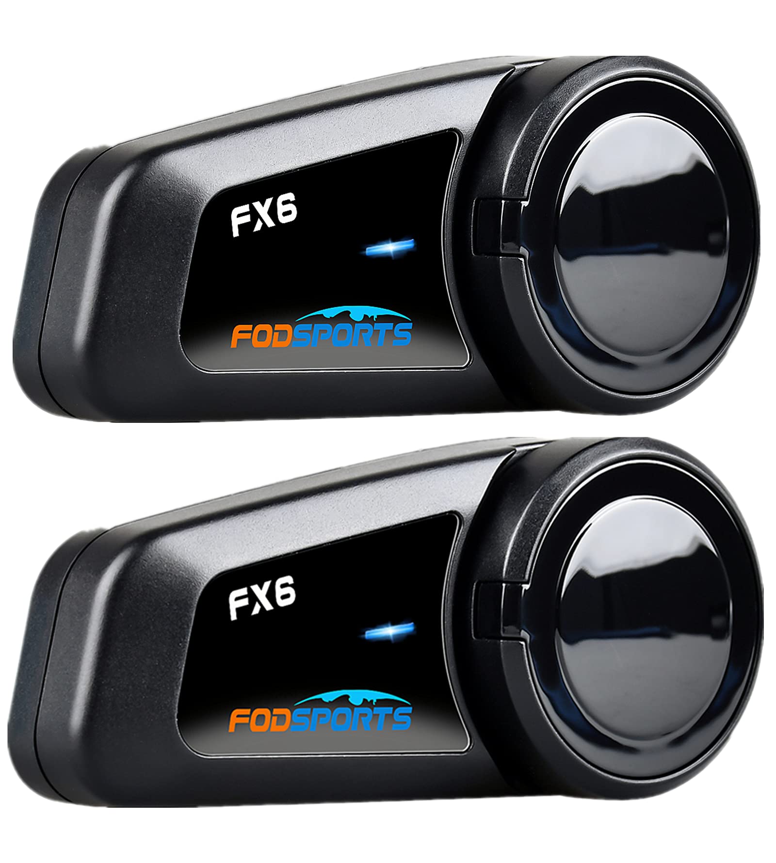 Fodsports FX6 Motorcycle Bluetooth Headset 2 Pack - 1000M Range, 6 Rider Group Intercom, Universal Helmet Communication System with Voice Control - Perfect for Group Rides, Touring & Highway Communication