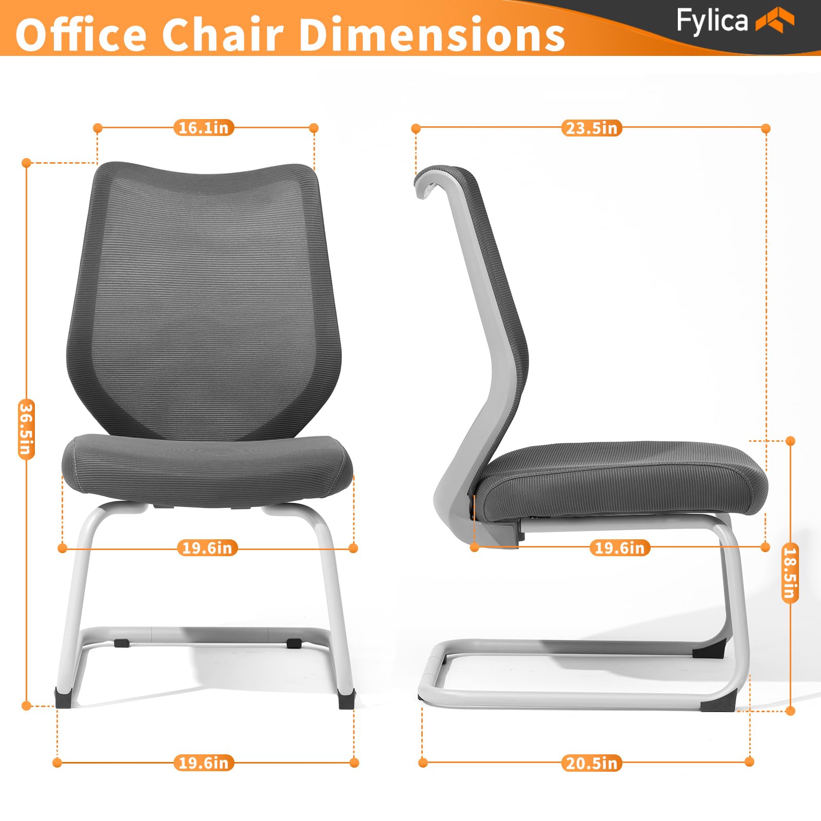 FYLICA Office Chair No Wheels - Breathable Mesh Mid Back Chair for Conference & Reception Rooms