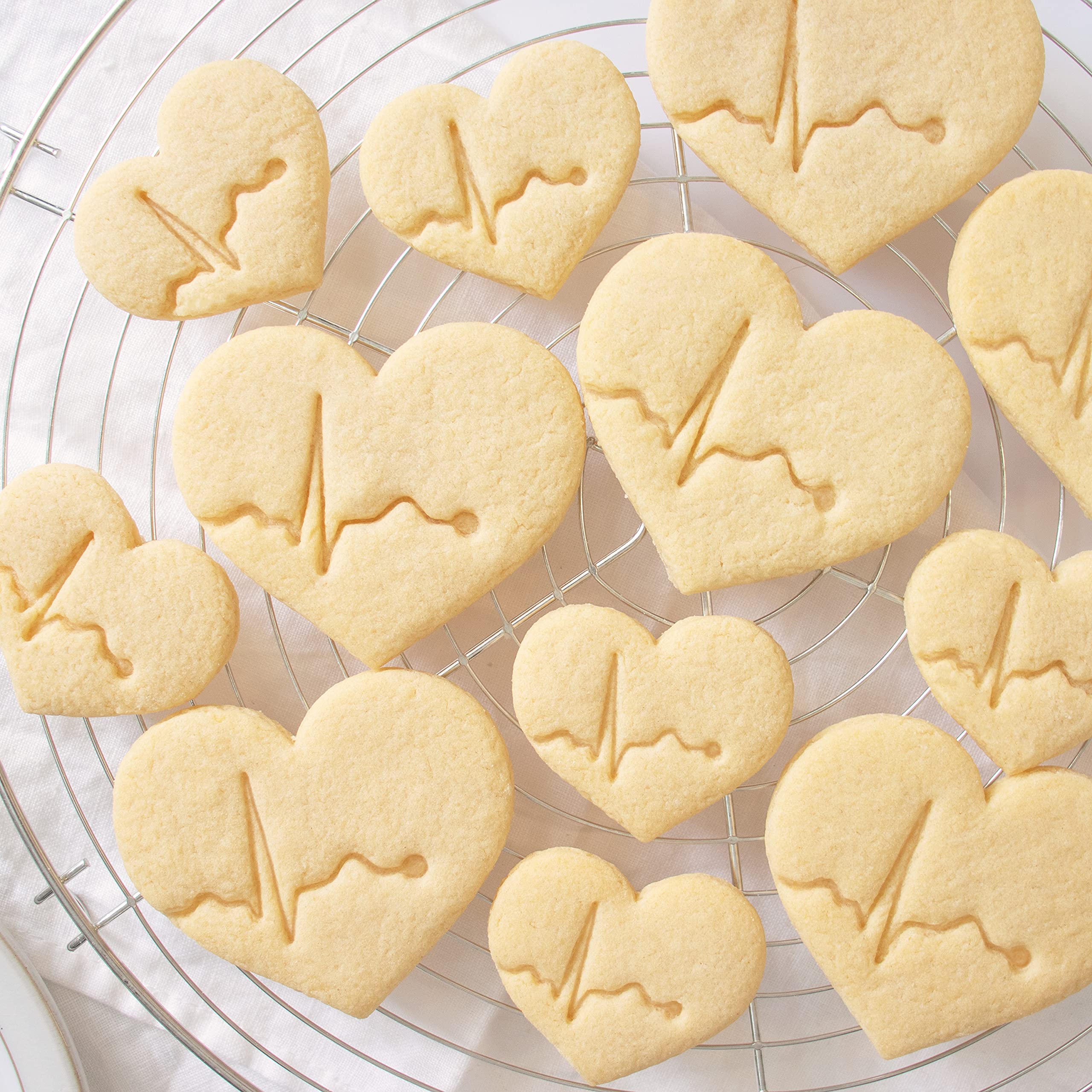 Set of 2 Stainless Steel ECG Heart Cookie Cutters - Small & Large Sizes for Baking, Cake Decorating & Medical-Themed Parties | Bakerlogy