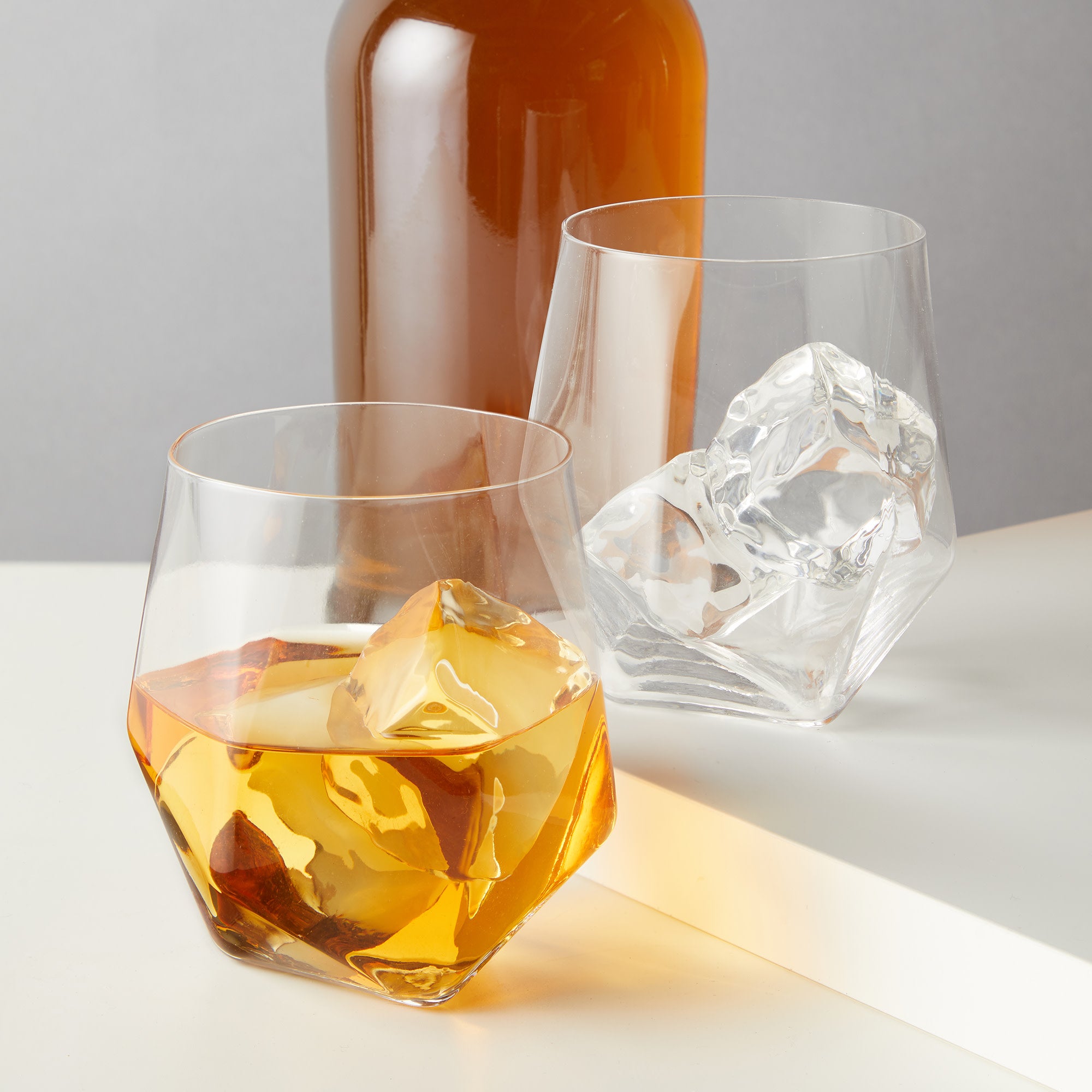 Premium Seneca Faceted Crystal Tumblers Set of 2 - Elegant Whiskey Glasses for Cocktails, Bourbon & Scotch - Perfect for Home Bar, Dinner Parties & Gifts