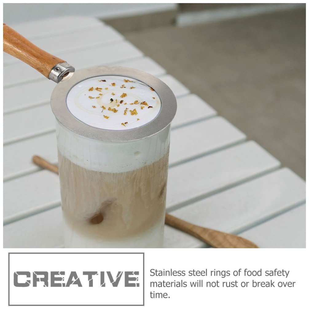 2PCS Stainless Steel Milk Tea Creme Brulee Ring - Baking Cup Rim Cover & Coffee Cup Gasket Tool for DIY Desserts, Bubble Tea, and Cafe Drinks