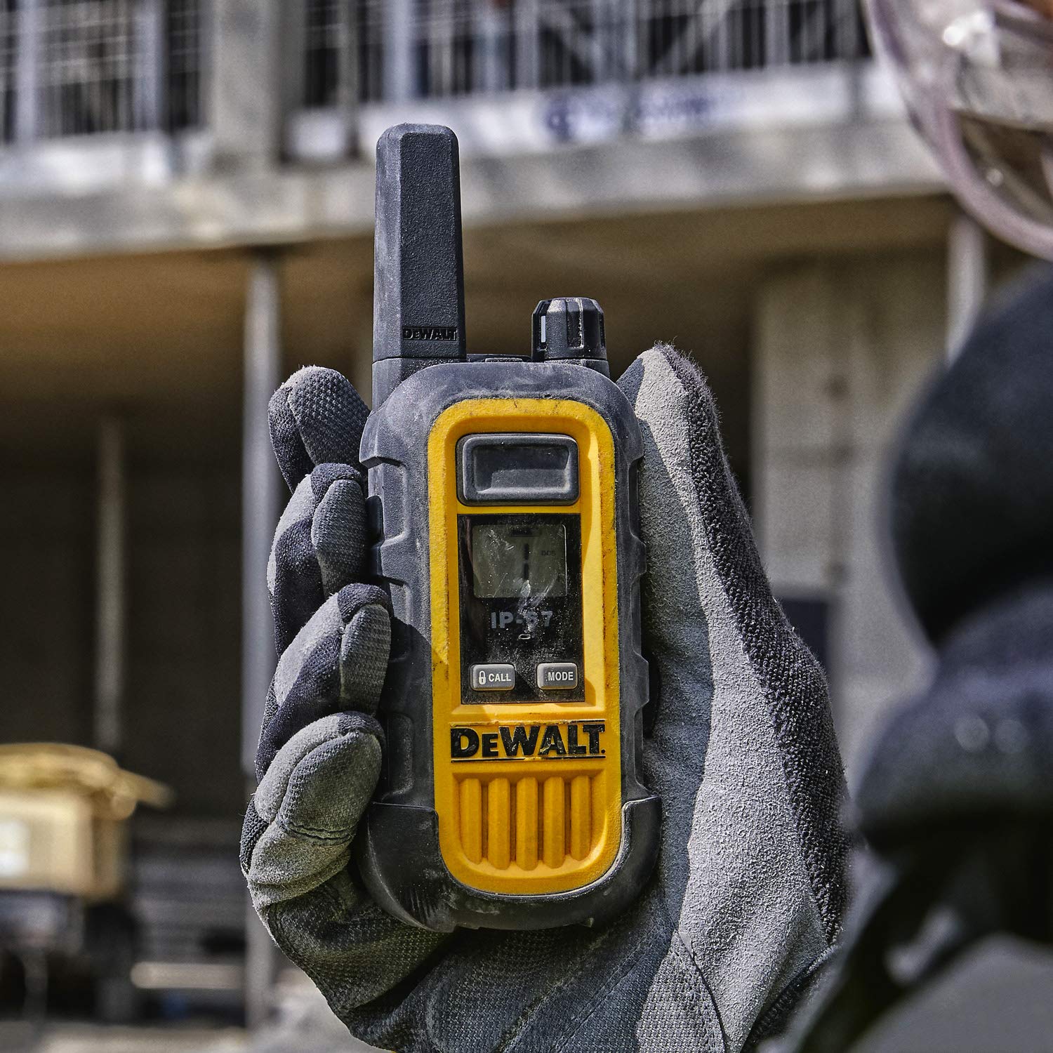 DEWALT DXFRS300 Heavy Duty Walkie Talkies 1 Watt with Headsets - Waterproof, Shock Resistant, Long Range Two-Way Radio Rechargeable VOX (4 Pack) for Construction, Warehouse, Outdoor Adventures & Emergency Communication
