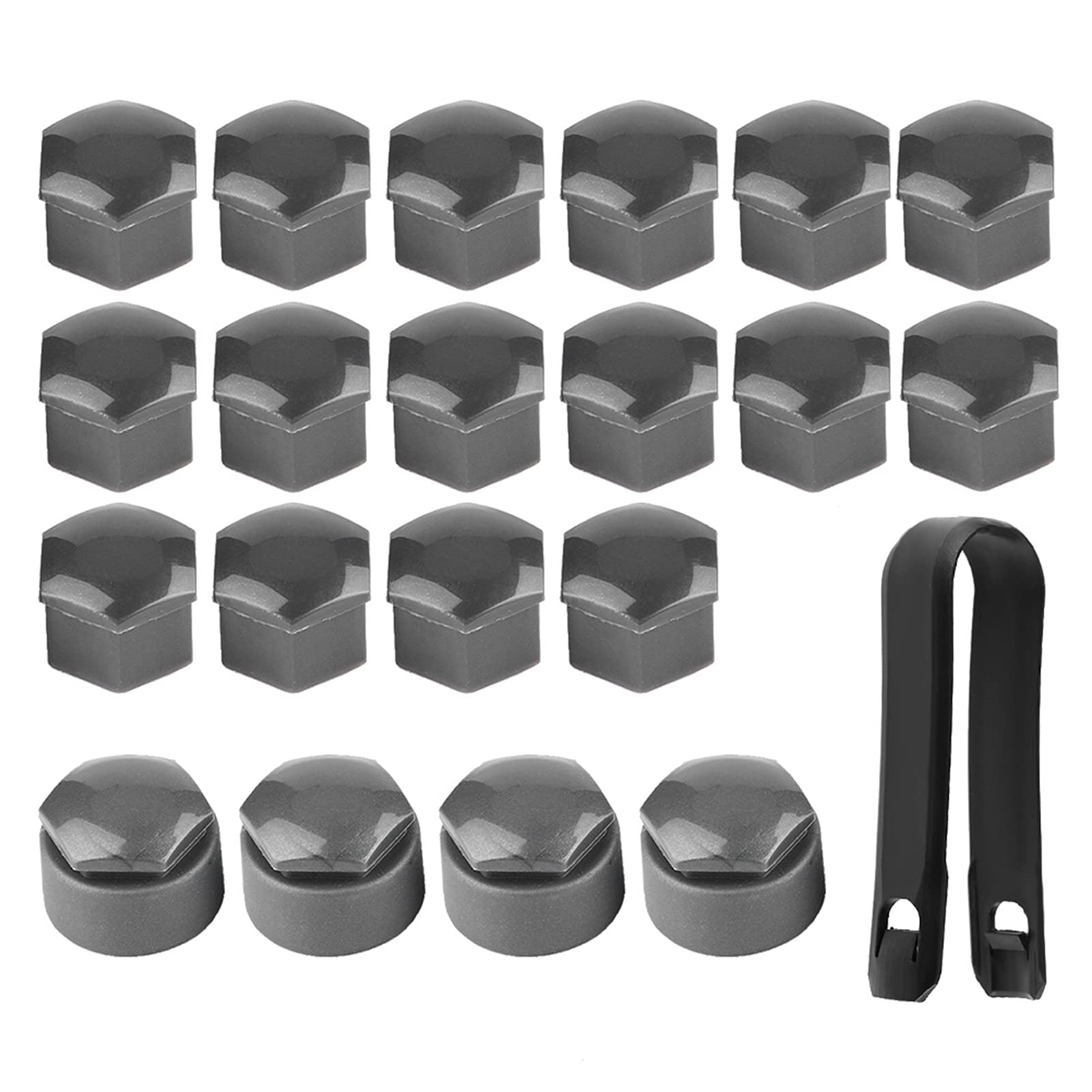 17mm Wheel Nut Dust Cover Protective Caps - Durable, Easy to Install Car Accessories (Grey/Black) for Enhanced Wheel Protection & Aesthetic Appeal | Perfect for Car Maintenance & DIY Projects