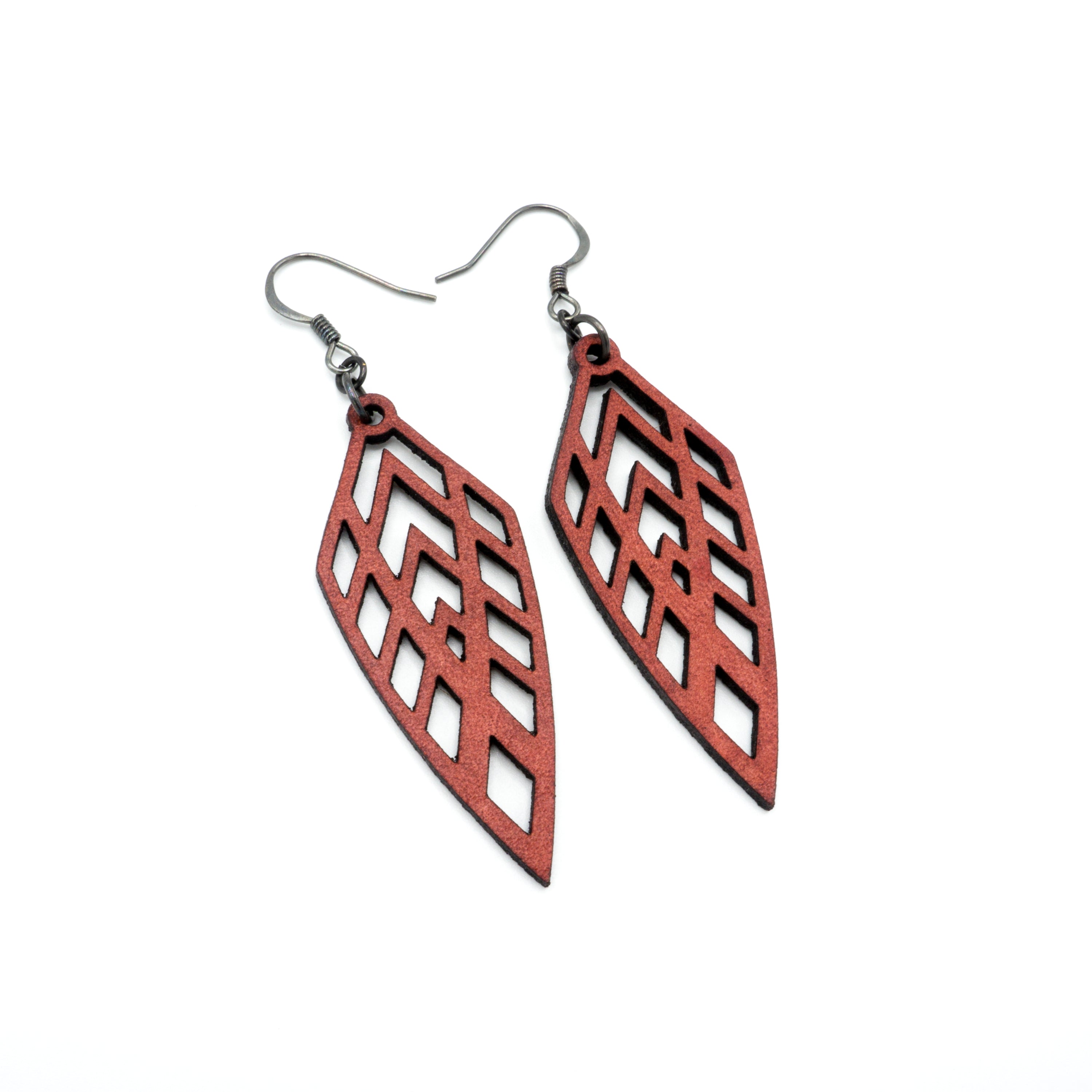 Arrowhead 02 [S] - Handmade Red Leather Earrings for Women | Boho Chic Accessories for Casual & Festival Outfits