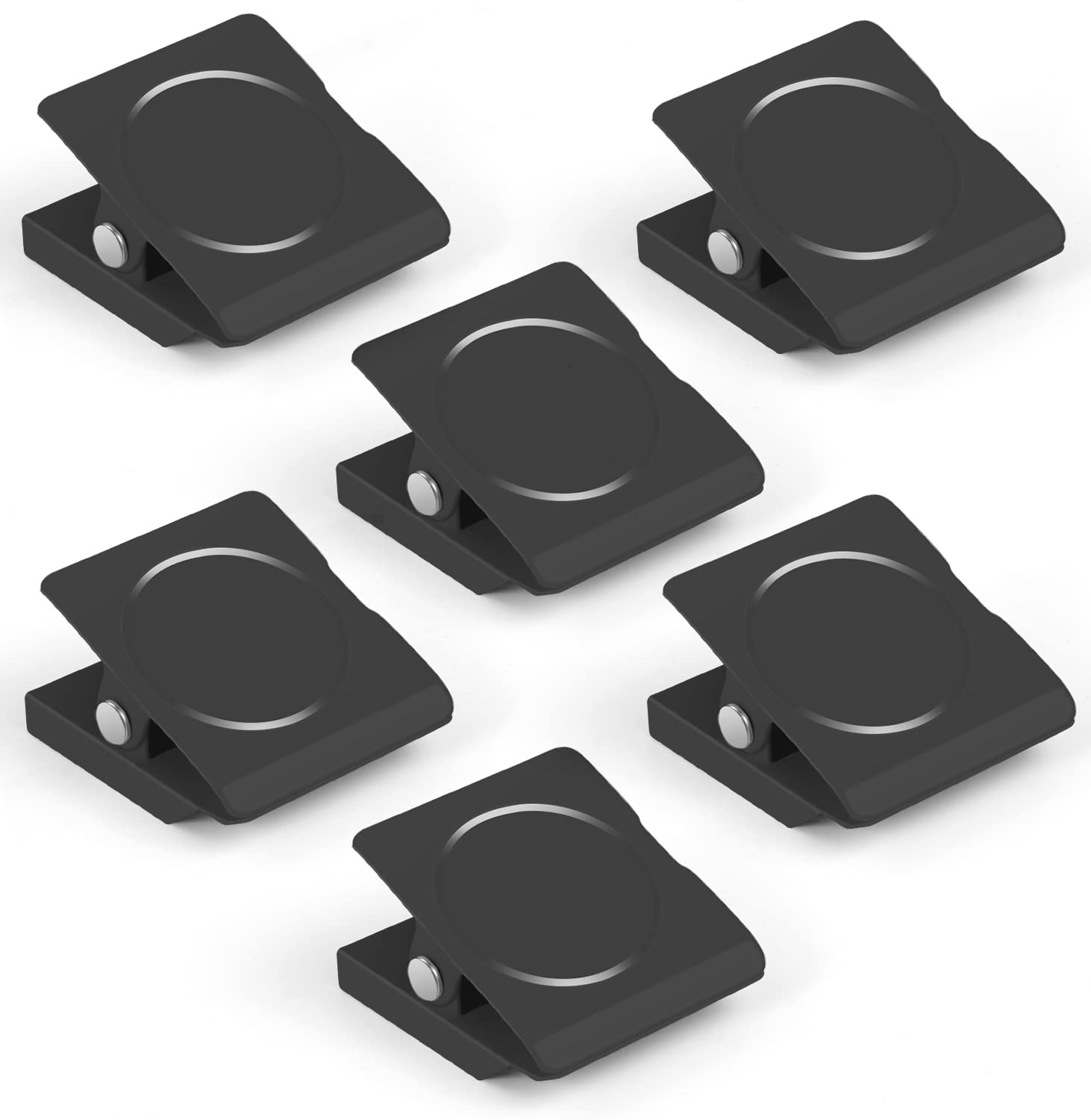 **Grtard 6-Pack Heavy Duty Magnetic Clips - Strong Fridge Magnets for Whiteboard, Refrigerator, Home, School & Office (Black) - Perfect for Organizing Notes, Photos & Documents**