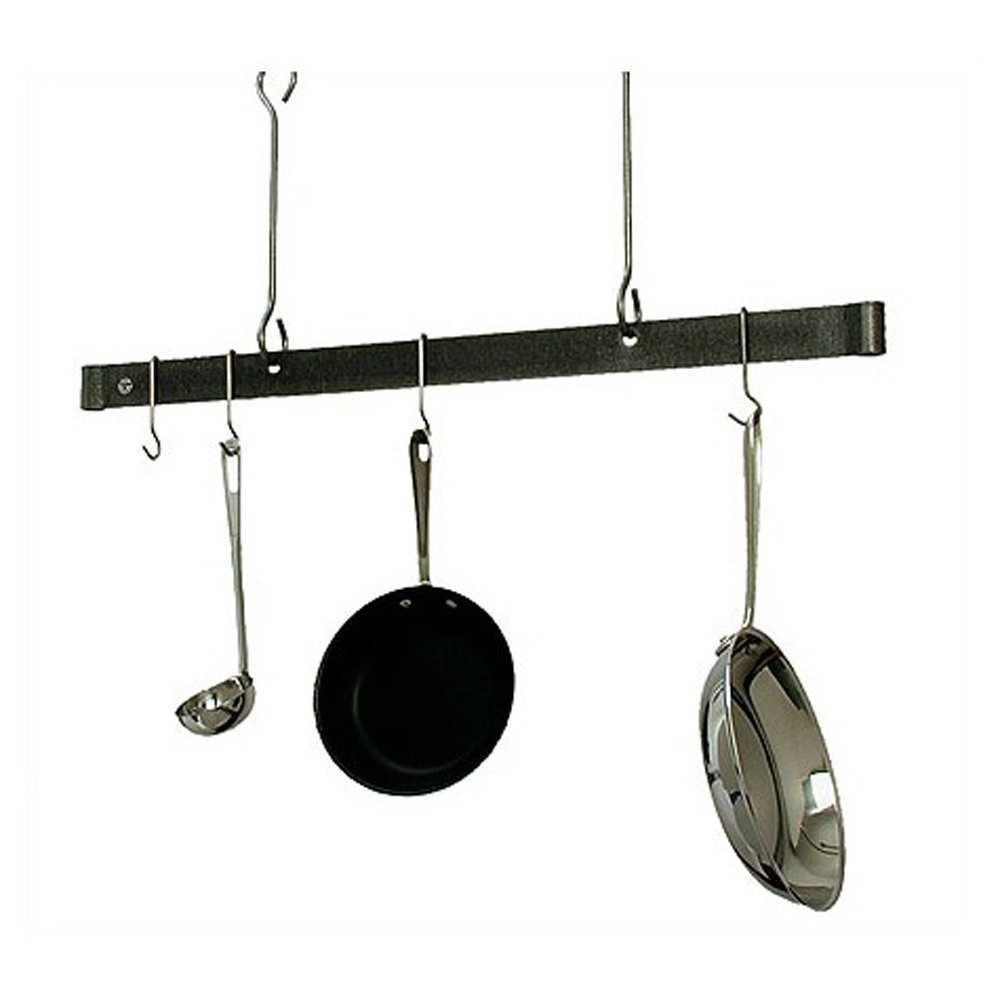 Enclume PR18-60-HS Premier 60-Inch Hammered Steel Ceiling Bar - Heavy Duty Pot Rack for Kitchen Organization & Rustic Decor - Perfect for Hanging Pots, Pans & Utensils in Farmhouse Style Kitchens
