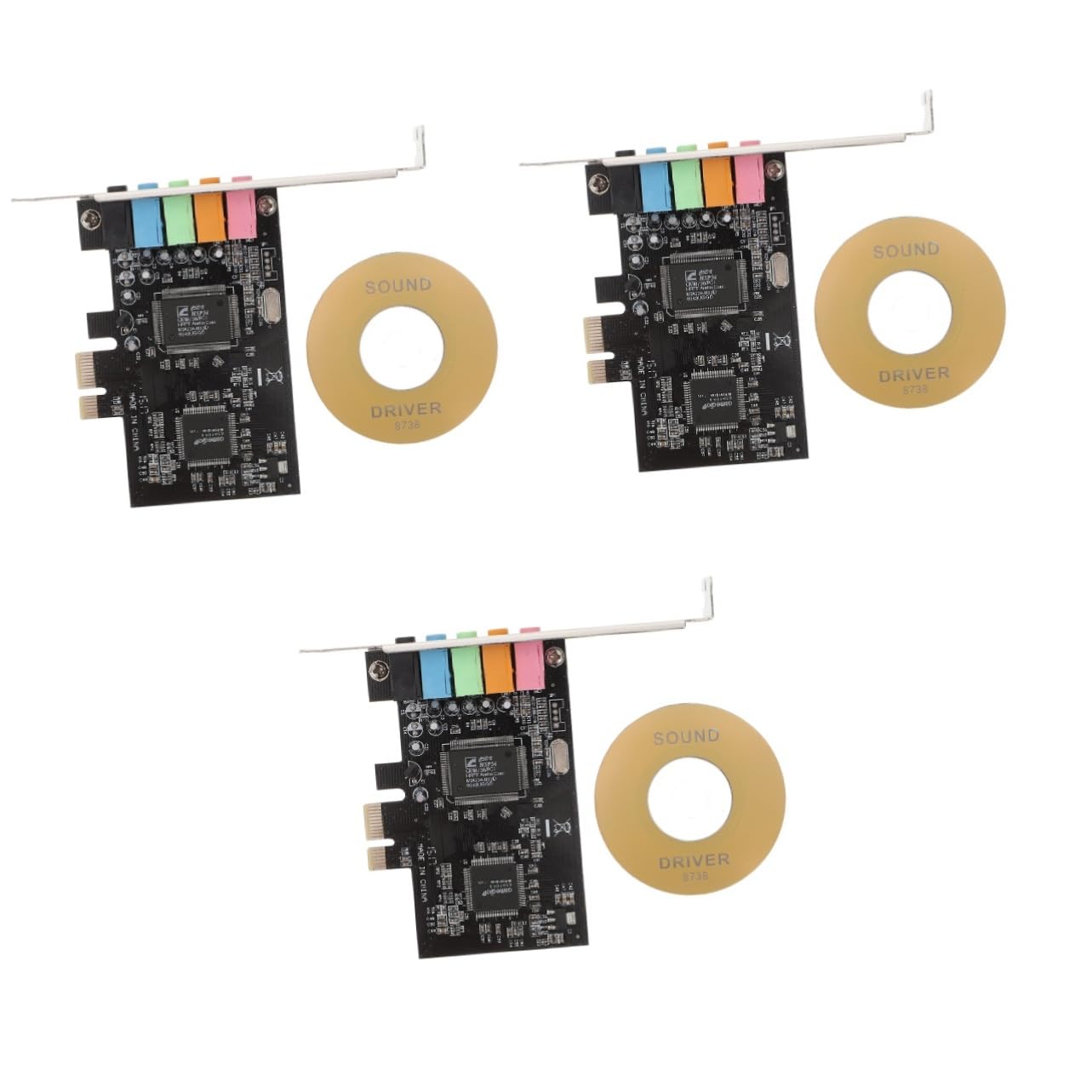 Mikikit 3-Piece PCIe Sound Card Bundle - 5.1 Channel Internal Audio Card with Microphone Input for Windows PC | High-Quality Surround Sound for Gaming, Streaming & Music Production