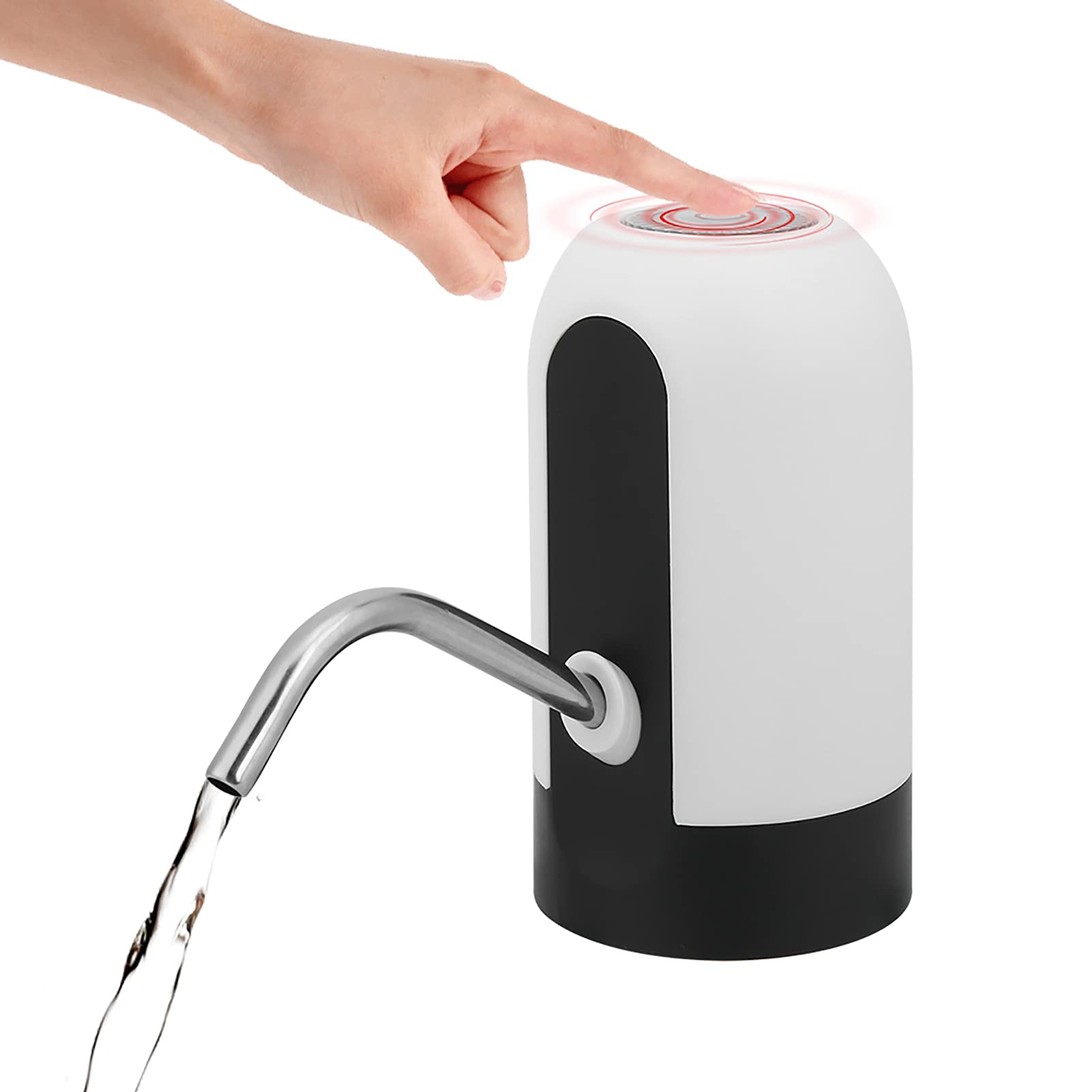 Portable USB Rechargeable Water Dispenser with LED Light - Electric Bottle Water Pump for Home, Office, Camping & Travel (White) - Perfect for Desks, Dorms and Outdoor Adventures