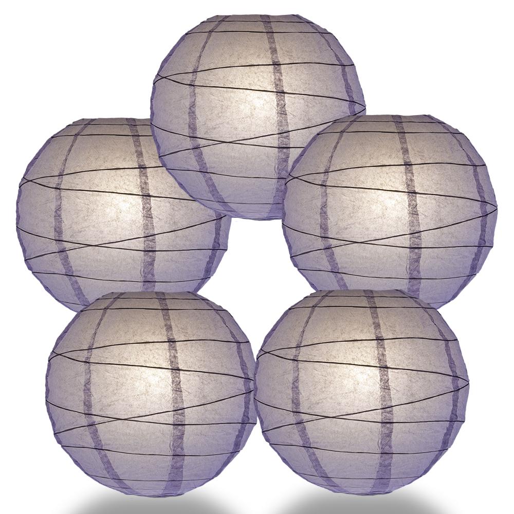 5 Pack 12 Inch Lavender Freestyle Ribbed Hanging Paper Lanterns - Perfect for Weddings, Parties, and Home Decor