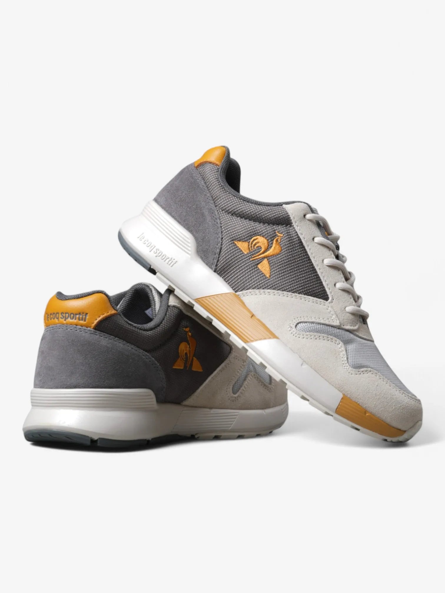 Le Coq Sportif Omega X Active Sneakers - Beige & Grey Running Shoes for Men & Women | Comfortable Lightweight Design for Gym, Workout & Casual Wear