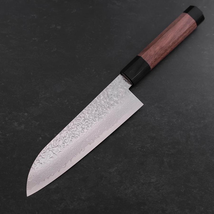 Premium Santoku Knife 7 Inch - Japanese Damascus Steel Blade with Walnut Handle - Perfect for Slicing, Dicing & Chopping Vegetables, Meat & Fish