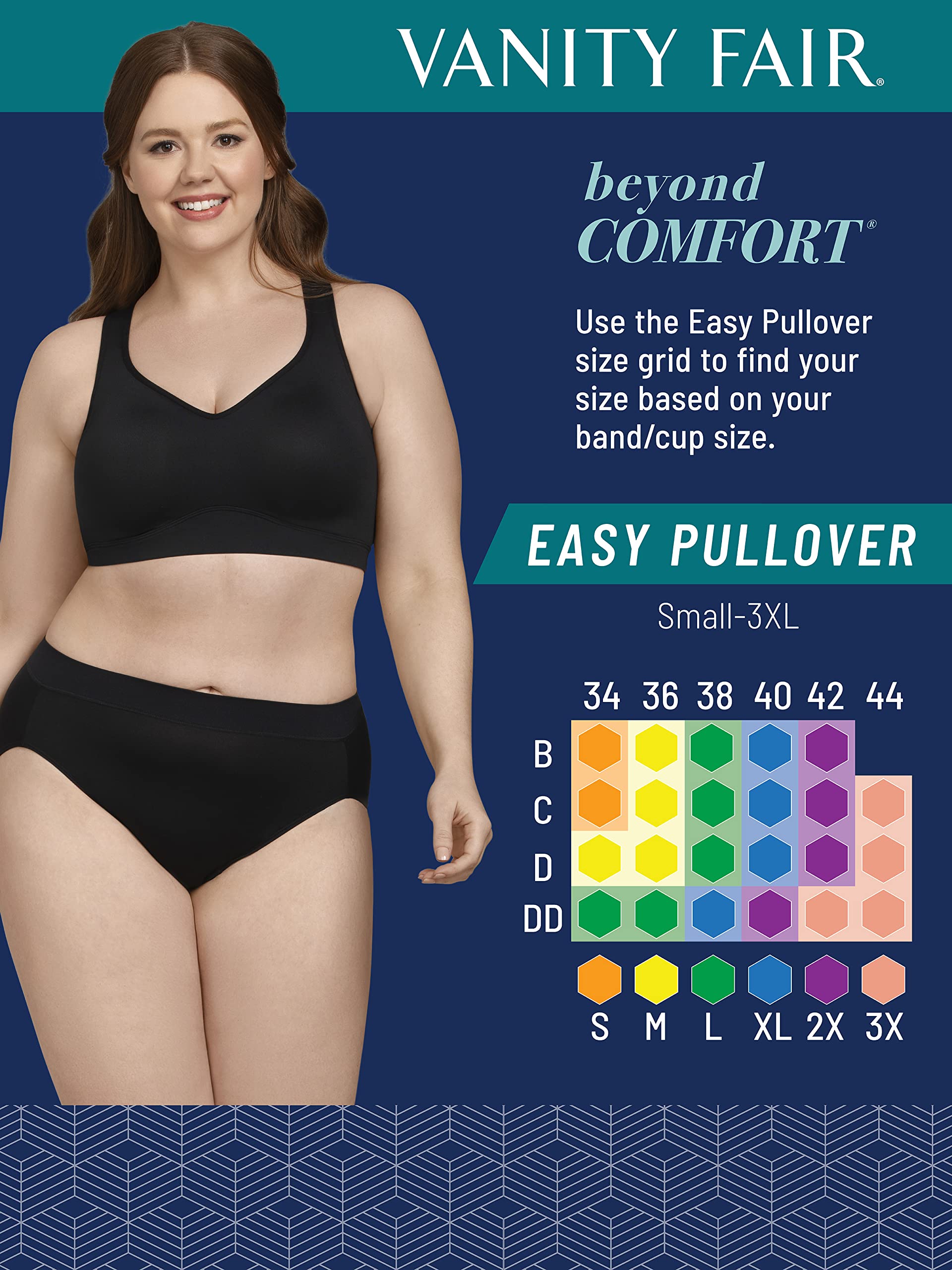 Vanity Fair Women's Beyond Comfort Wireless Pullover Bra - Seamless Soft Cup for All-Day Wear, Yoga & Lounge