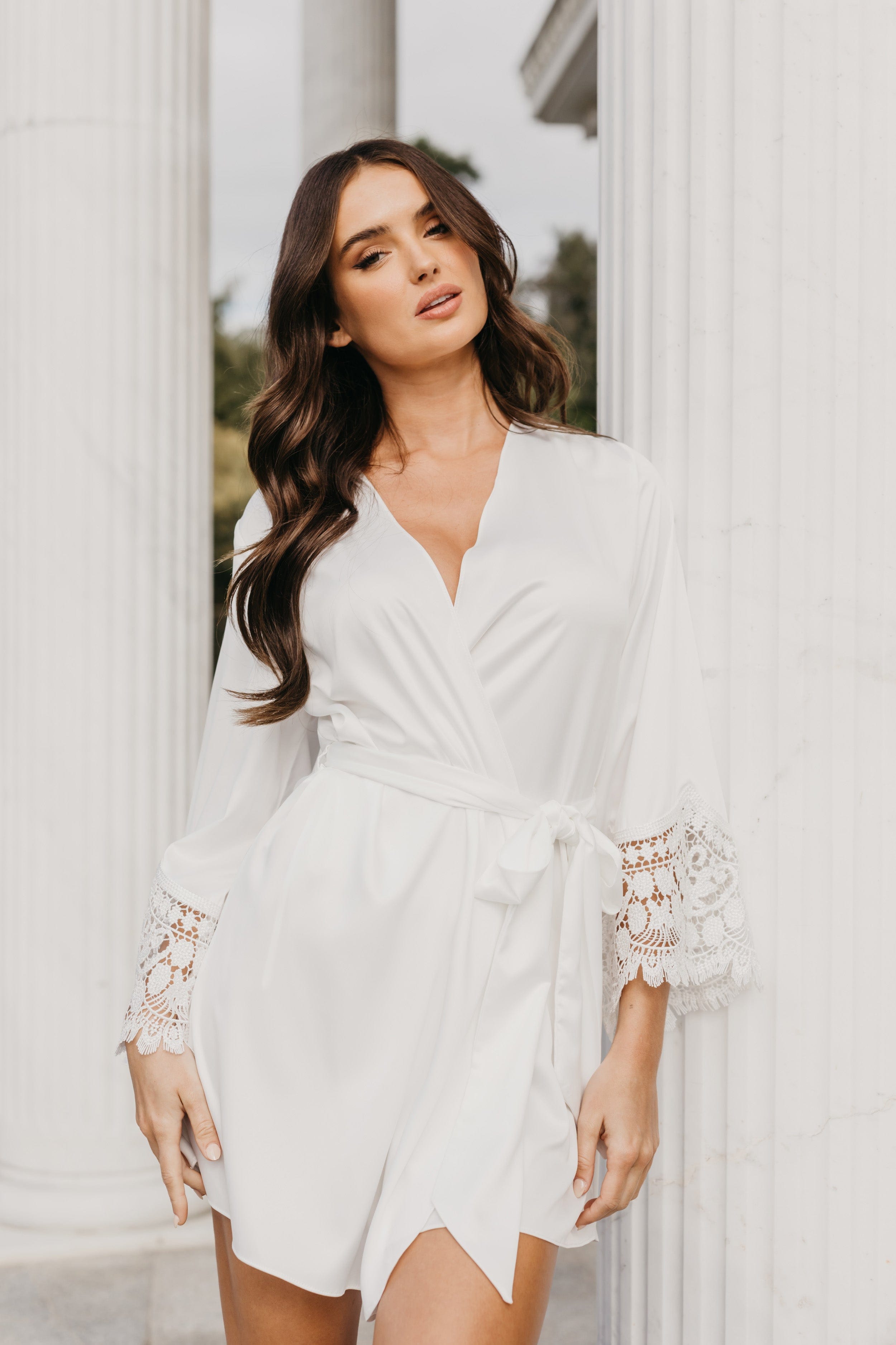 Scarlett Floral Lace Trim Satin Robe for Women - Elegant Bridal Nightgown, Boudoir Lingerie & Spa Relaxation Wear