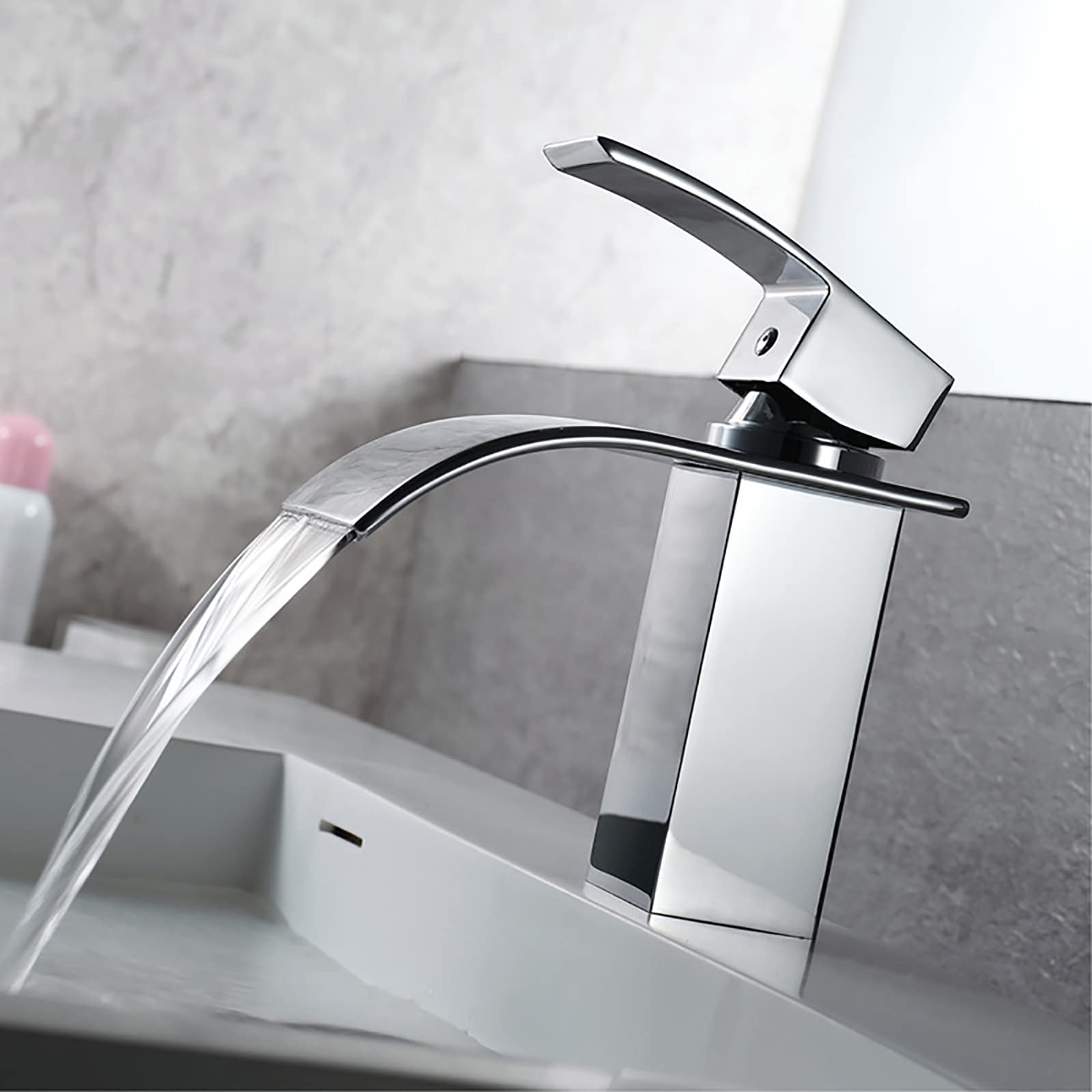 Chrome Plated Single Hole Bathroom Sink Faucet - Waterfall Basin Mixer Tap with Single Handle, Hot & Cold Water Brass Lavatory Faucet for Vessel Sinks - Perfect for Modern Bathroom & Powder Room Upgrades