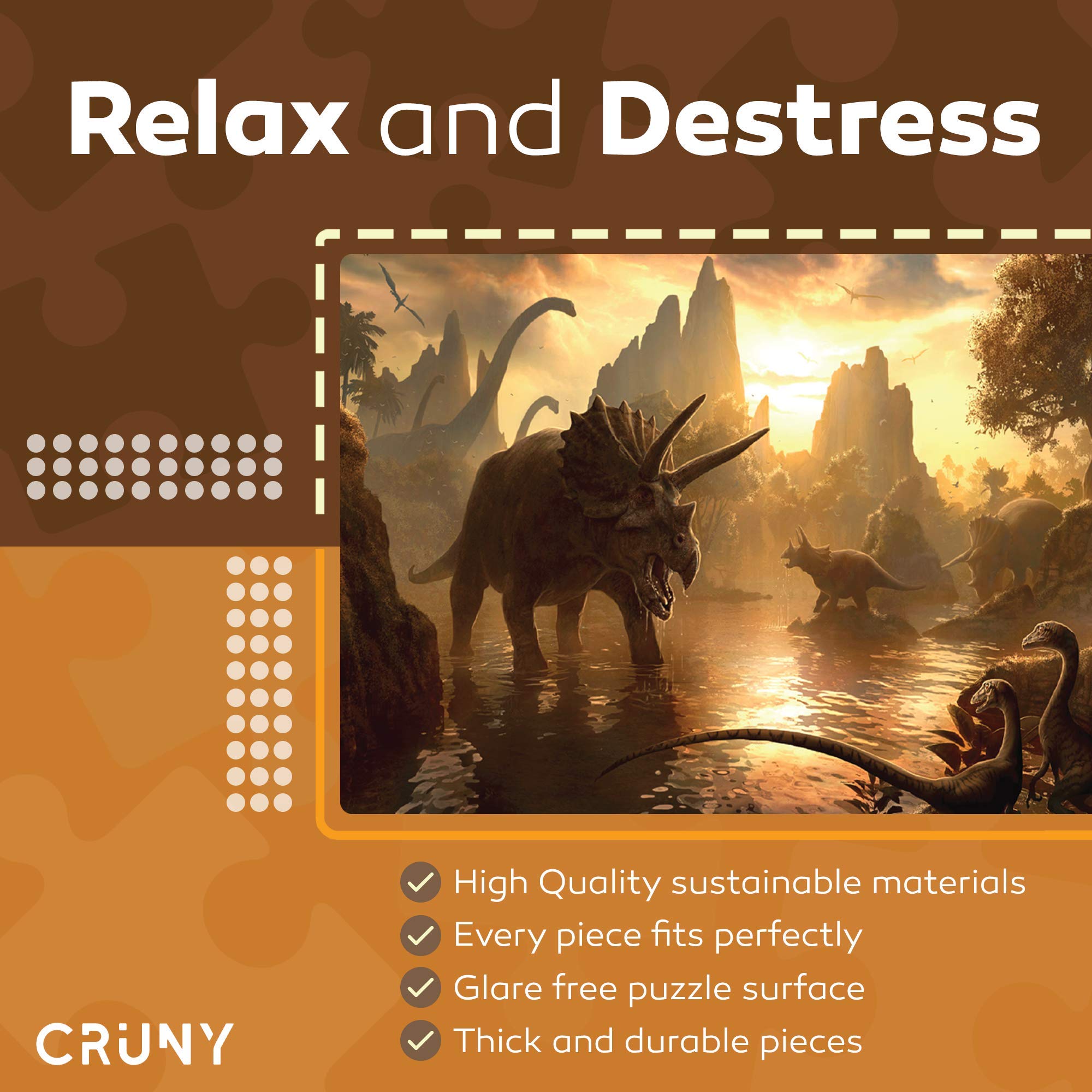 1000 Piece Jigsaw Puzzle for Adults - Dinosaur Theme, Premium Quality Puzzle Mat & Board Compatible - Relaxing & Challenging 1000-Piece Puzzles for Stress Relief, Family Game Night, and Home Decor