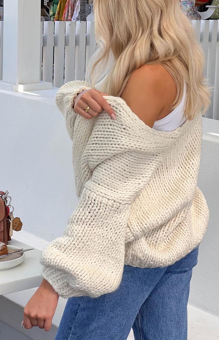 Bad Habits Cream Knit Cardigan Women's Soft Open Front Sweater - Perfect for Fall Layering, Coffee Dates & Cozy Evenings
